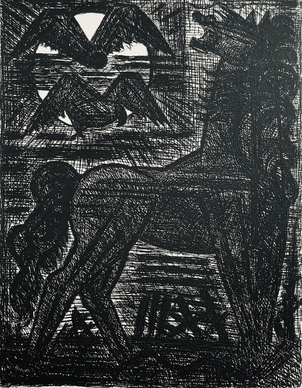 Marcel Gromaire, Présages, Cheval Noir Et Oiseaux De Nuit, Scène IX, Shakespeare, Macbeth, Eaux-fortes de Gromaire, Limited Edition Etching