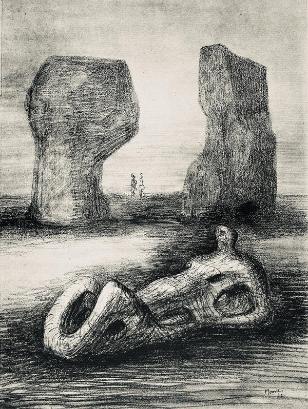 Henry Moore, Wood Sculpture in Setting of Rocks, The Drawings of Henry Moore, Limited Edition Lithograph