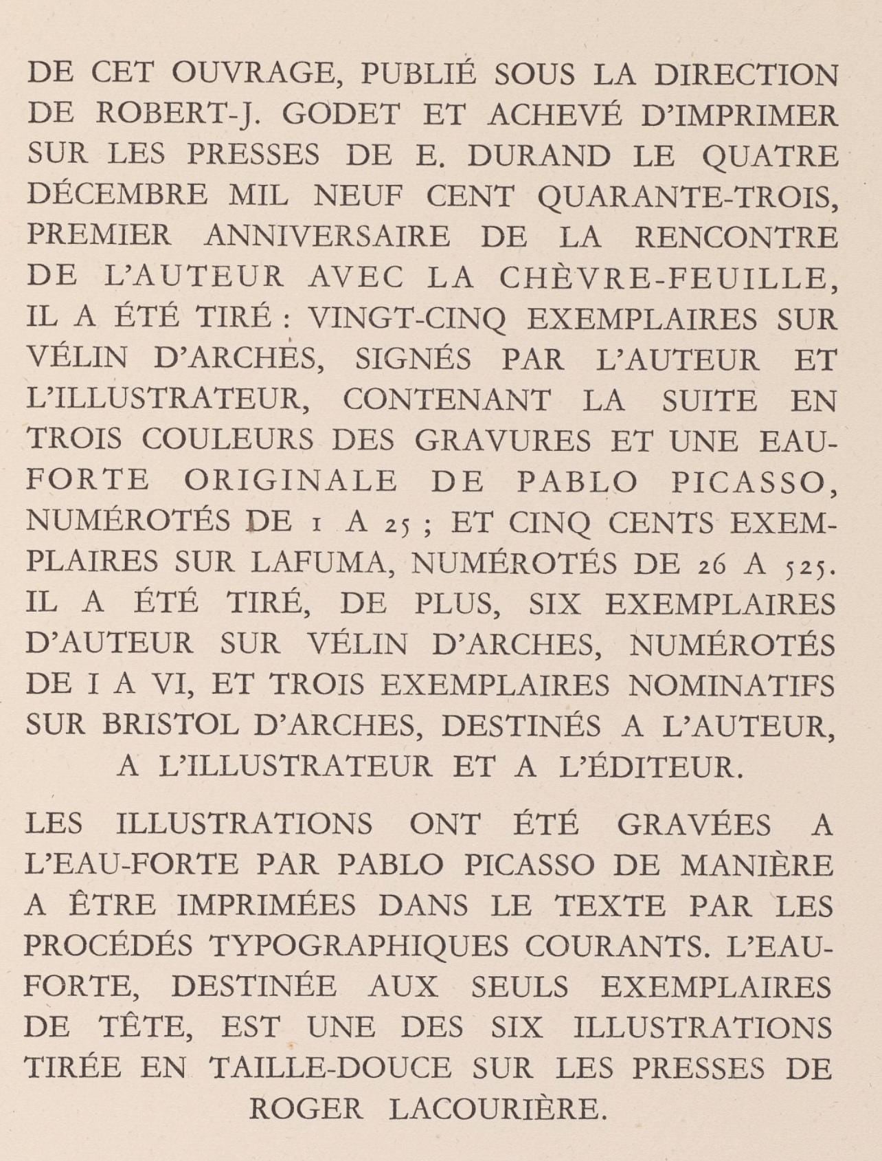 Pablo Picasso, Trois baigneuses (Bloch 361a-e; Baer 683-688; Cramer 38), La Chèvre-Feuille, Limited Edition Engraving