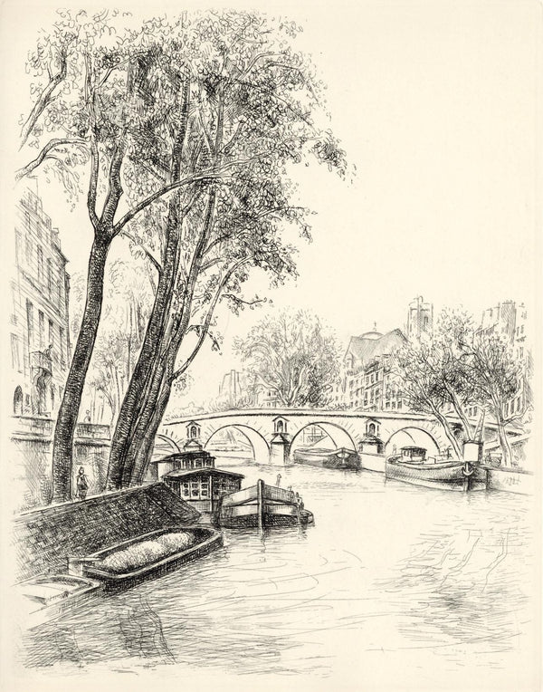 Robert Lotiron, Île Saint-Louis, A La gloire à Paris, Limited Edition Etching