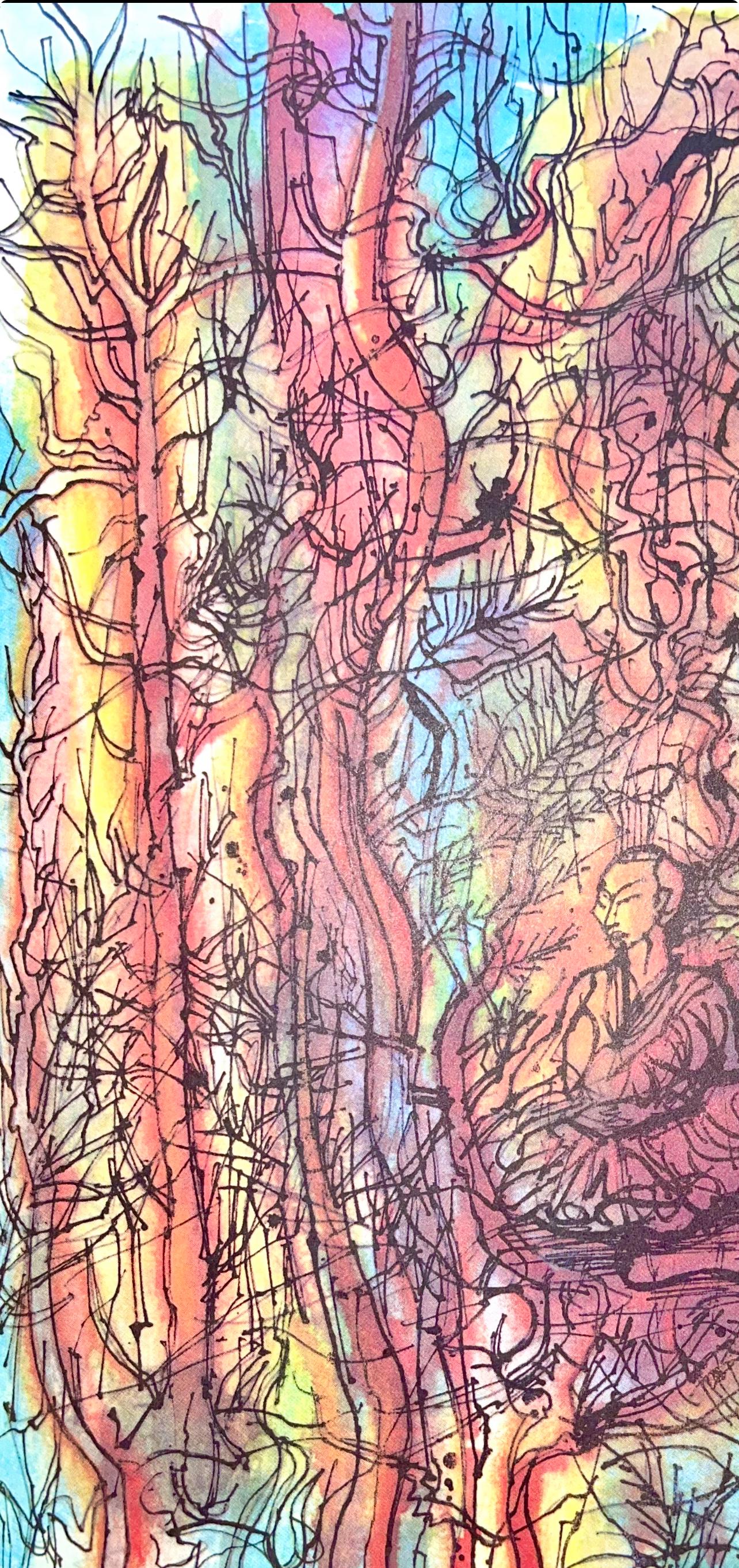Jean Carzou, Composition, Ce Panorama du Bouddhisme, Limited Edition Lithograph