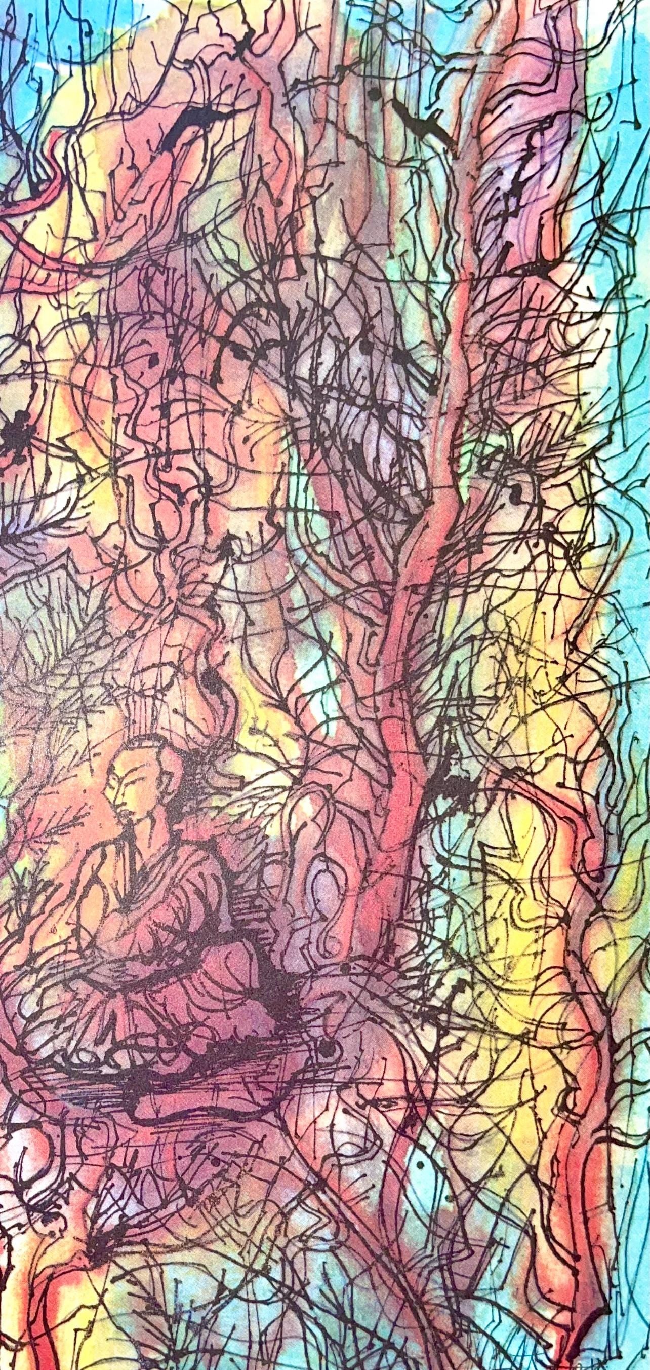 Jean Carzou, Composition, Ce Panorama du Bouddhisme, Limited Edition Lithograph
