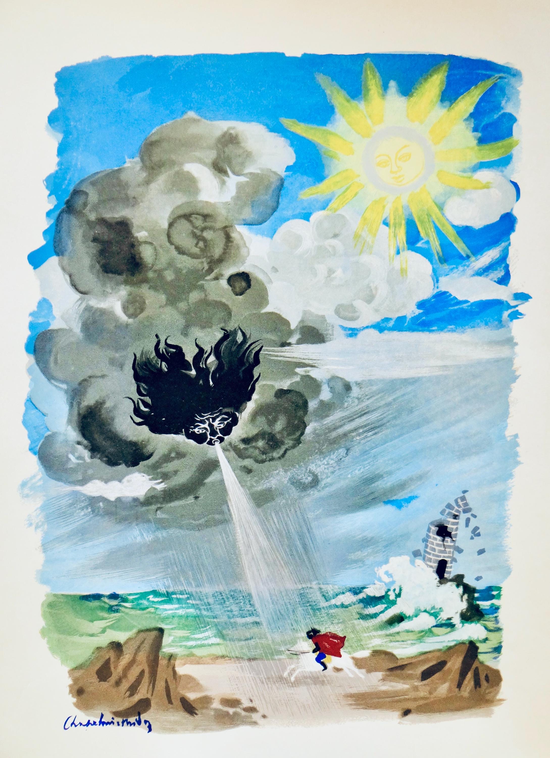 Roger Chapelain-Midy, Phebus et Borée, Vingt fables de La fontaine, Limited Edition Woodcut