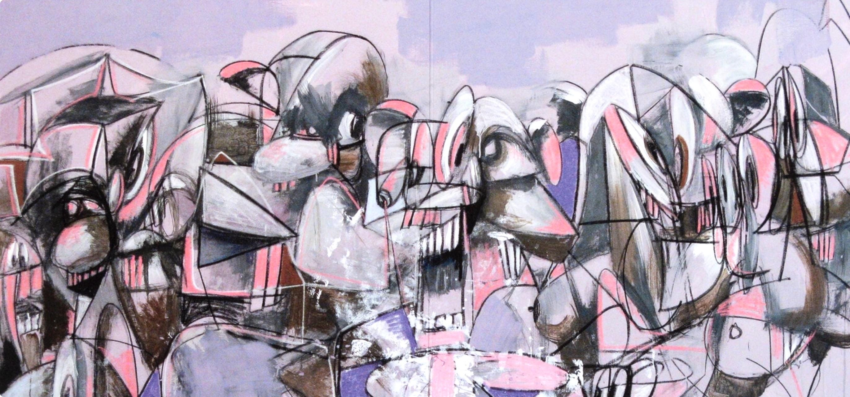 George Condo, Purple Compression, Drawing Paintings, Limited Edition Four Color Process Print