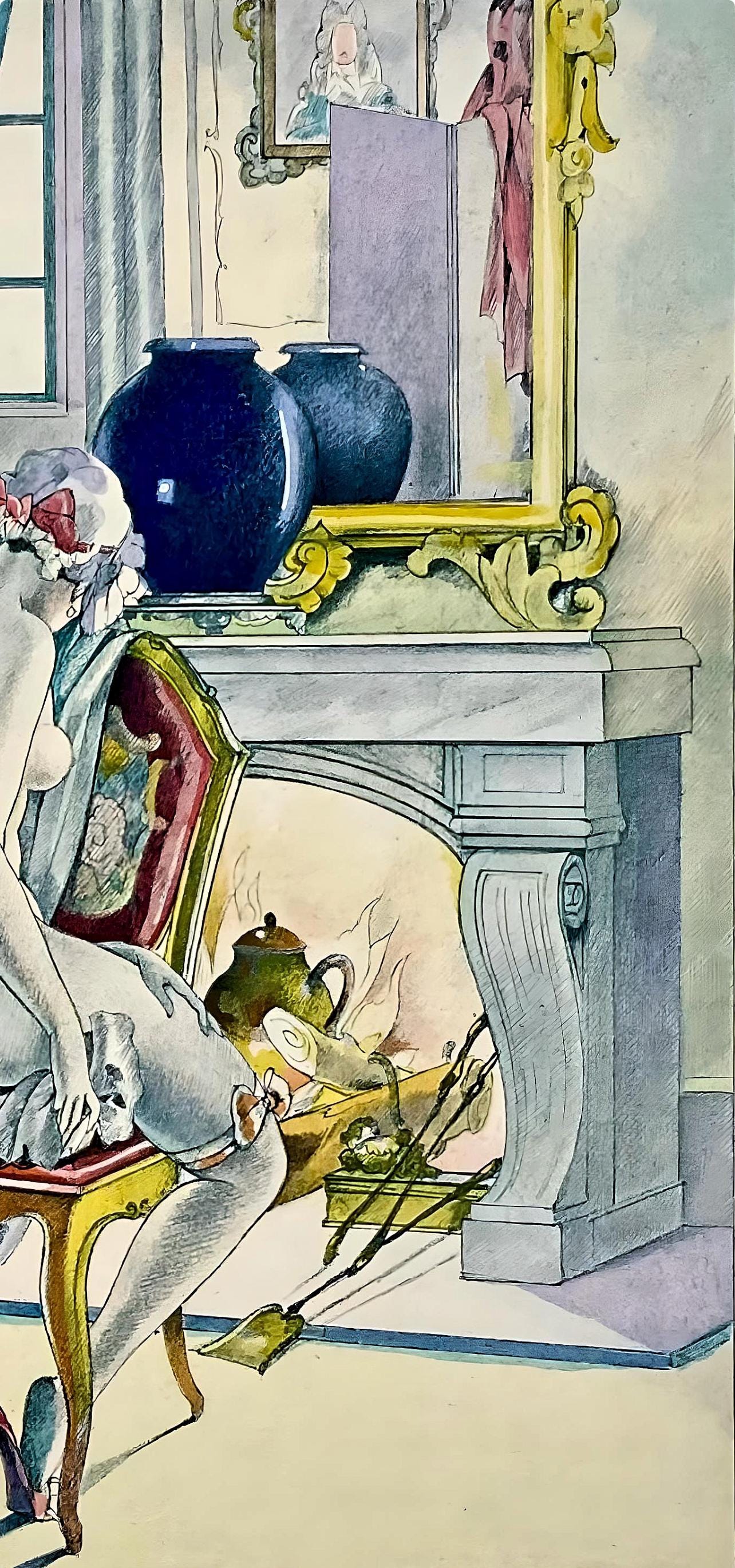 Umberto Brunelleschi, Composition, La Leçon d'amour dans un parc, Limited Edition Lithograph