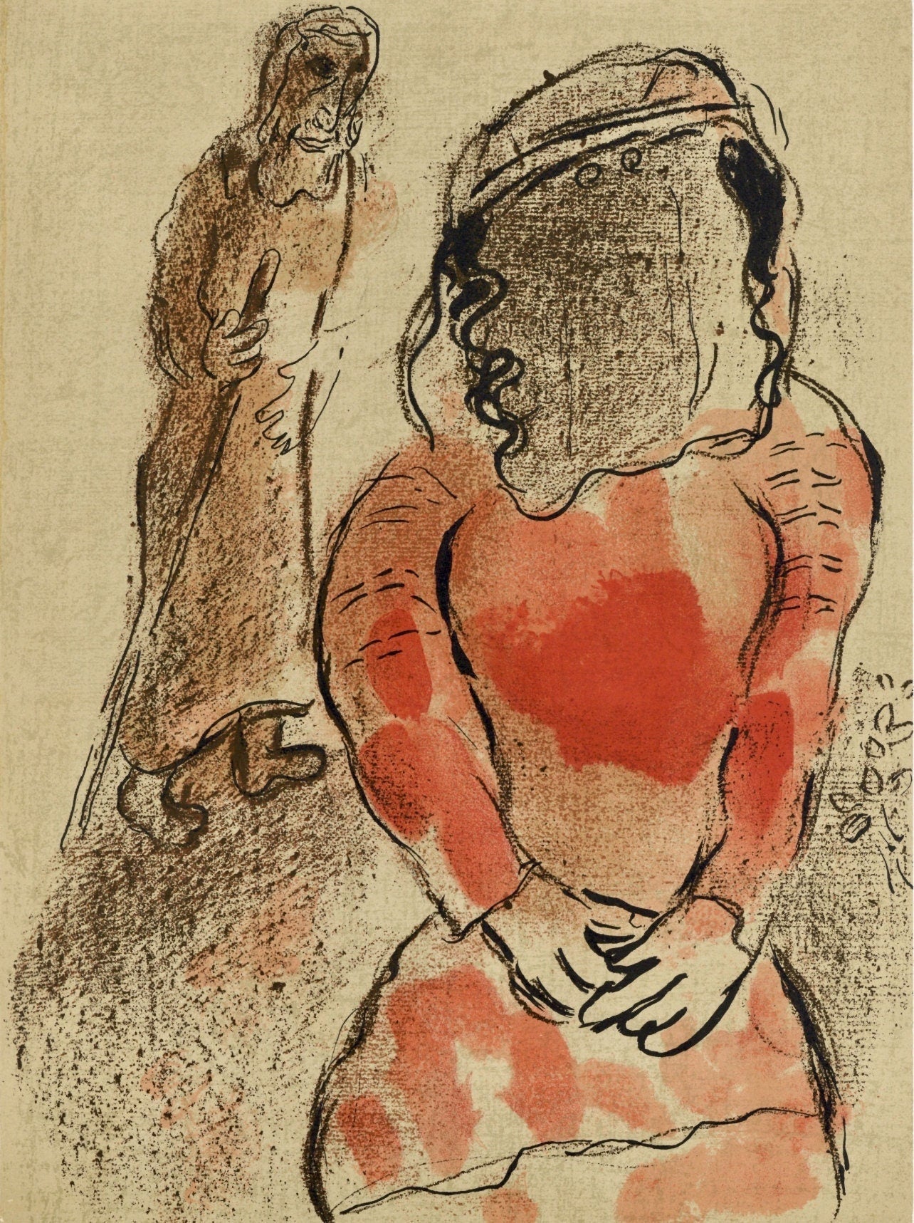Marc Chagall, The daughter-in-law of Judah (Mourlot 117-46; Cramer 25), Drawings from the Bible, Verve: Revue, Limited Edition Lithograph