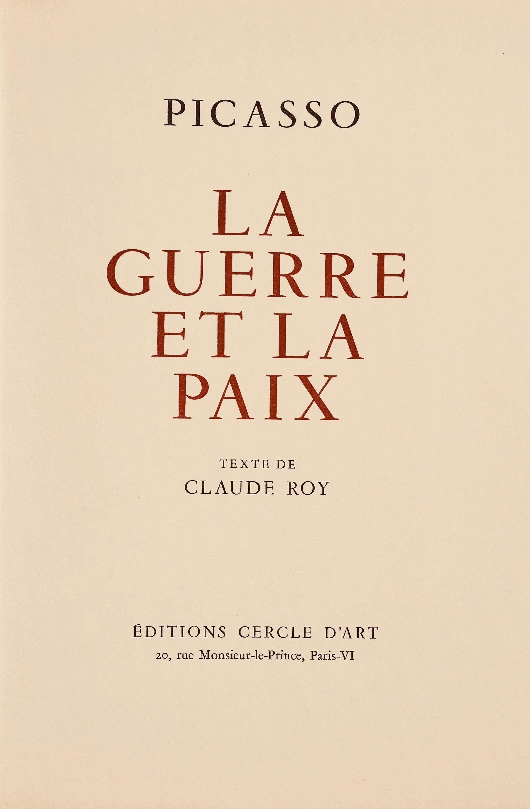 Pablo Picasso, Composition (Cramer 67; Bloch 748; Mourlot 245; Bloch, Books 66), La Guerre et la Paix, Limited Edition Lithograph