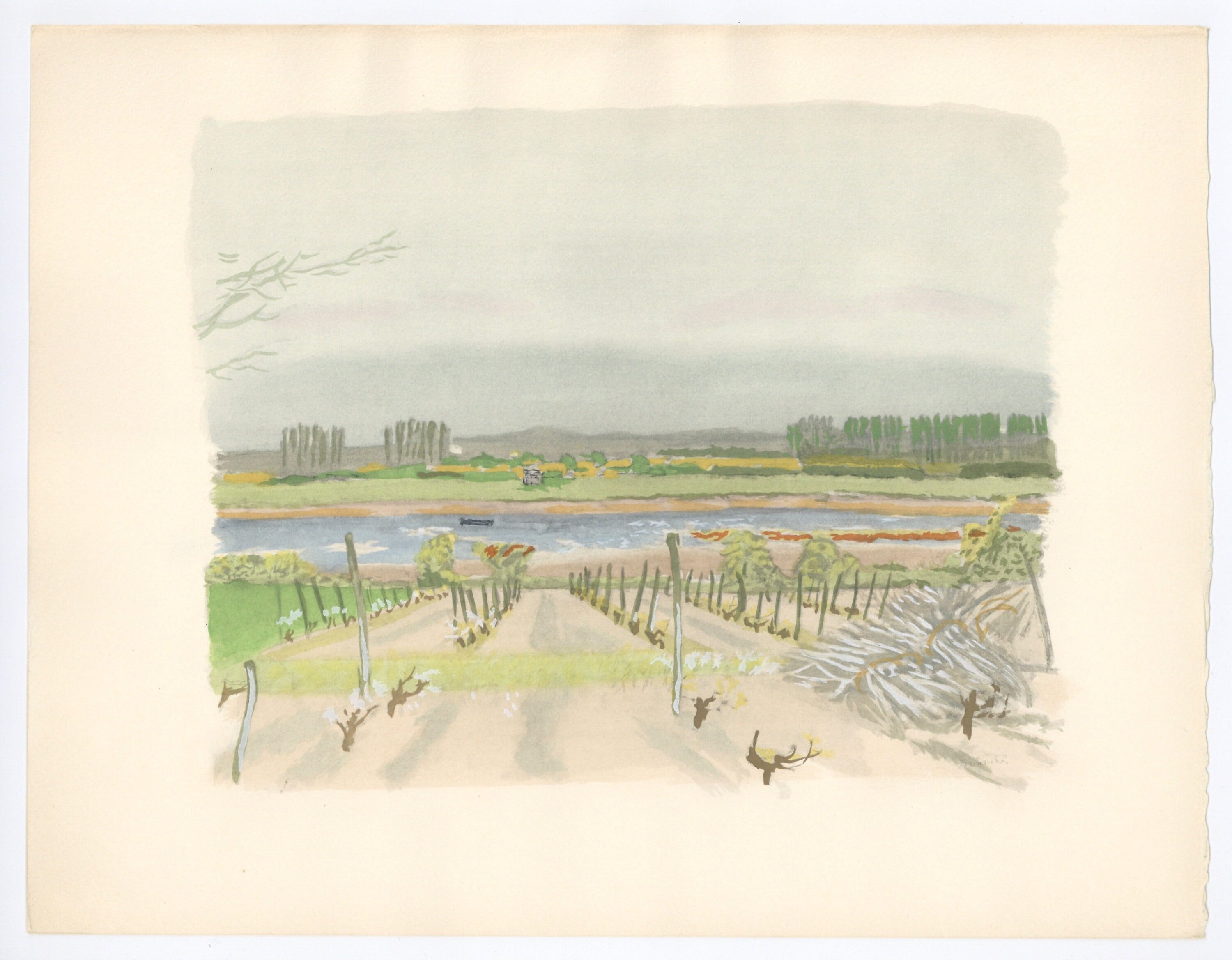 Maurice Brianchon, Une vigne de la doulce France, Vins, Fleurs et Flammes, Limited Edition Lithograph