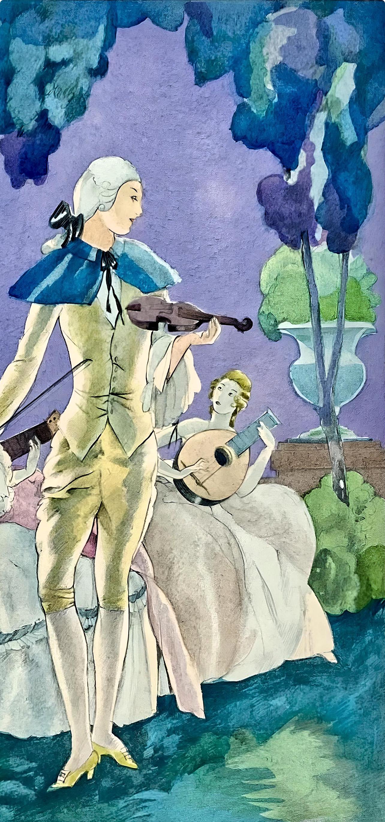 Umberto Brunelleschi, Composition, La Leçon d'amour dans un parc, Limited Edition Lithograph