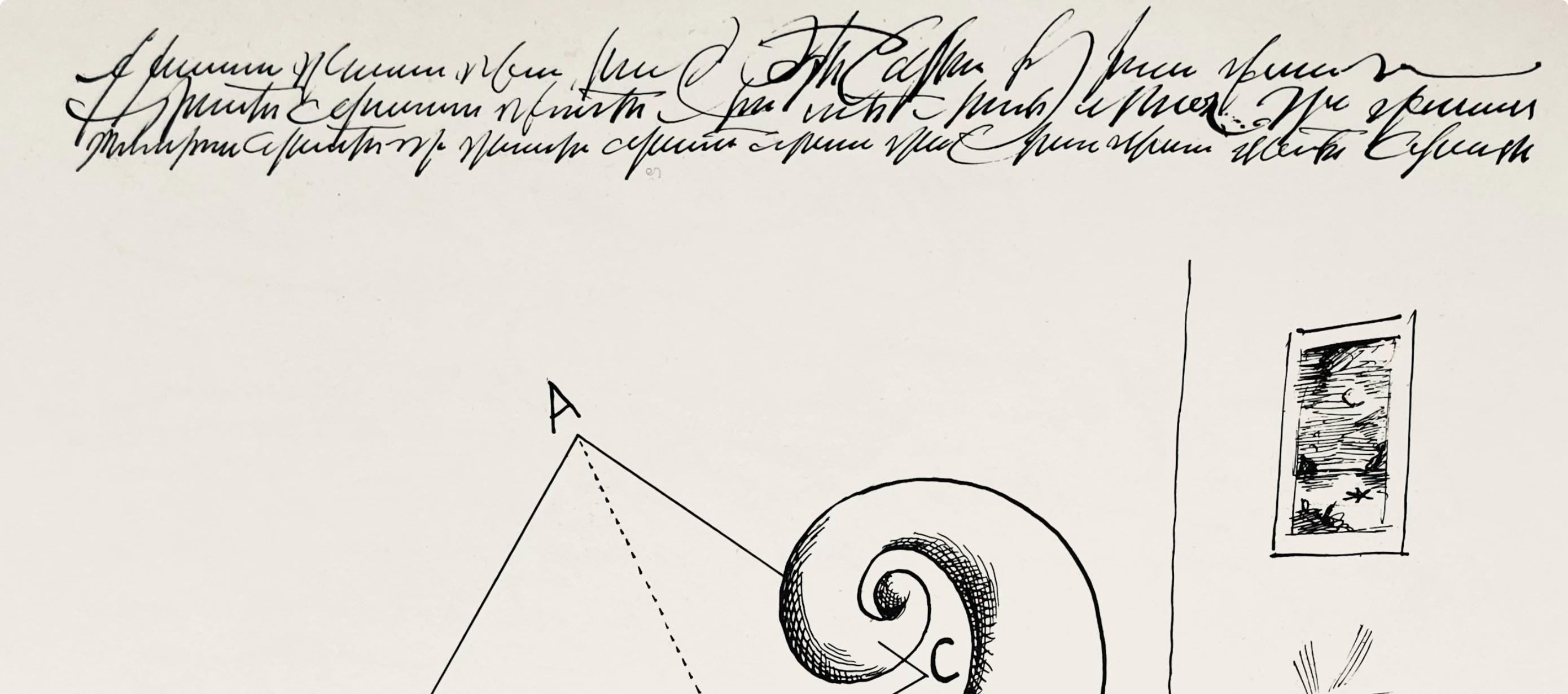 Saul Steinberg, Composition, Derrière le miroir, Limited Edition Lithograph