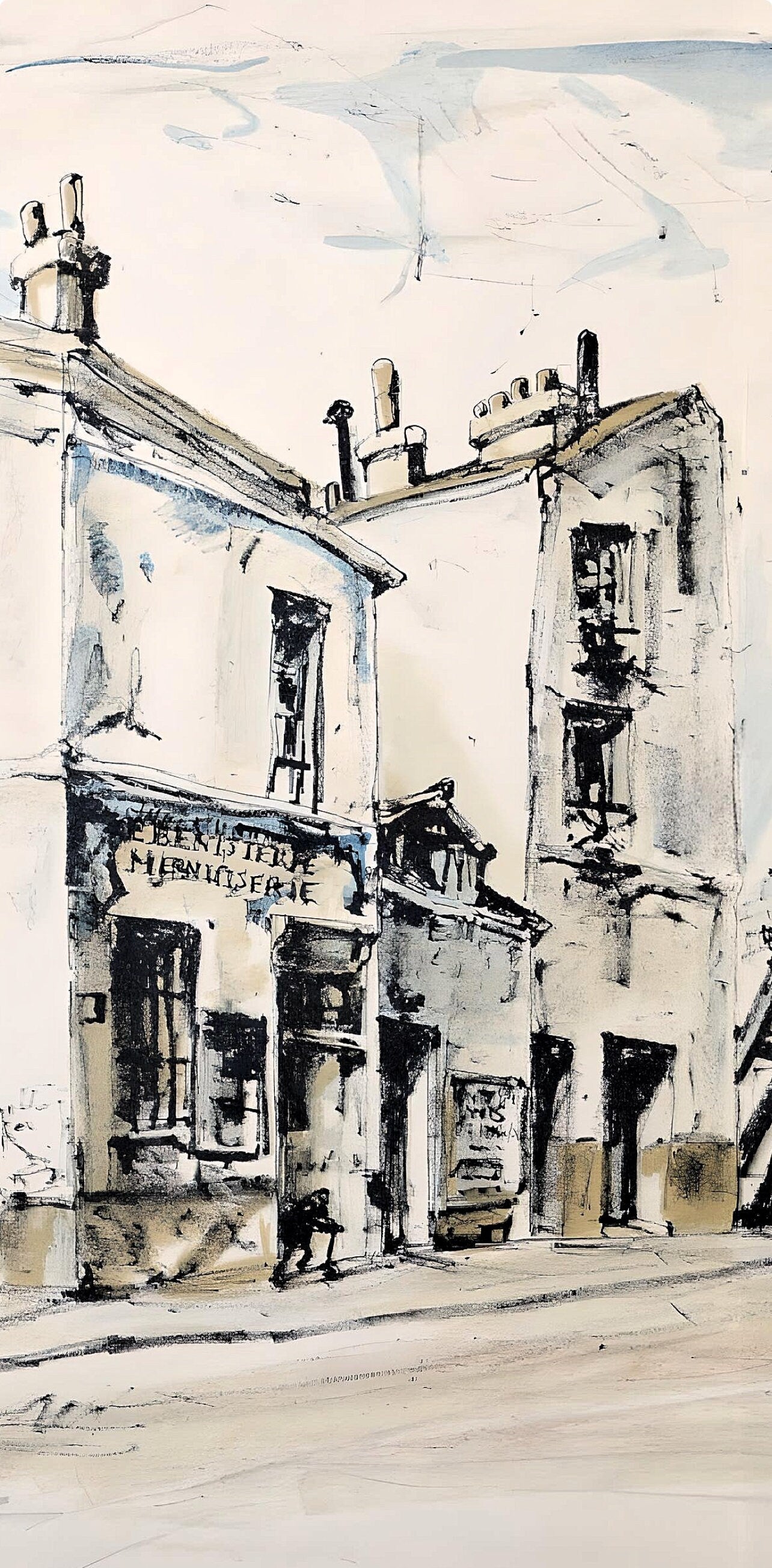 Léonard Tsugouharu Foujita (藤田 嗣治), Rue de la Santé, Au Temps de Paris Seine, Limited Edition Lithograph