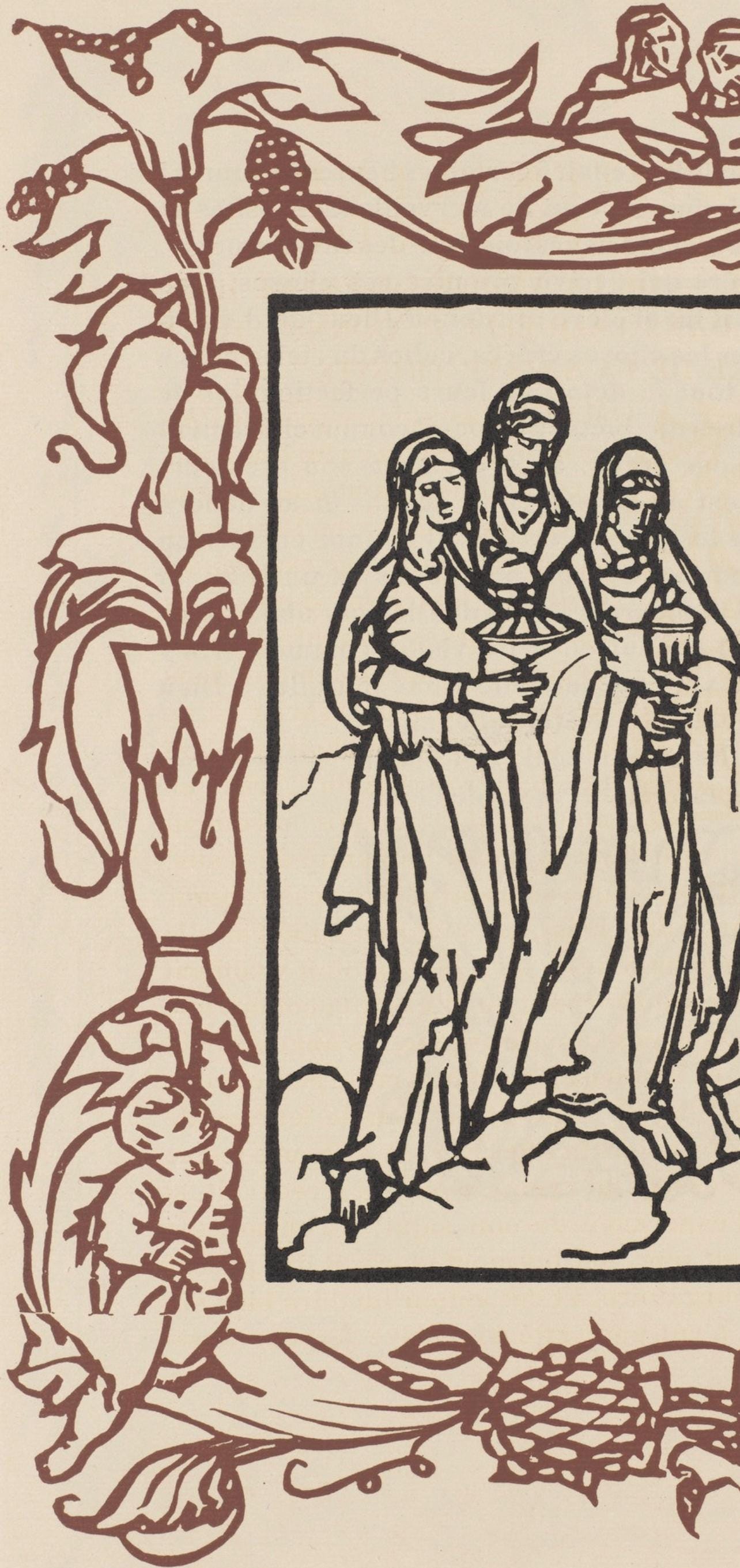 Émile Bernard, Composition (Morane, No. 100), Les Petites Fleurs de St. Françoise, Limited Edition Woodcut