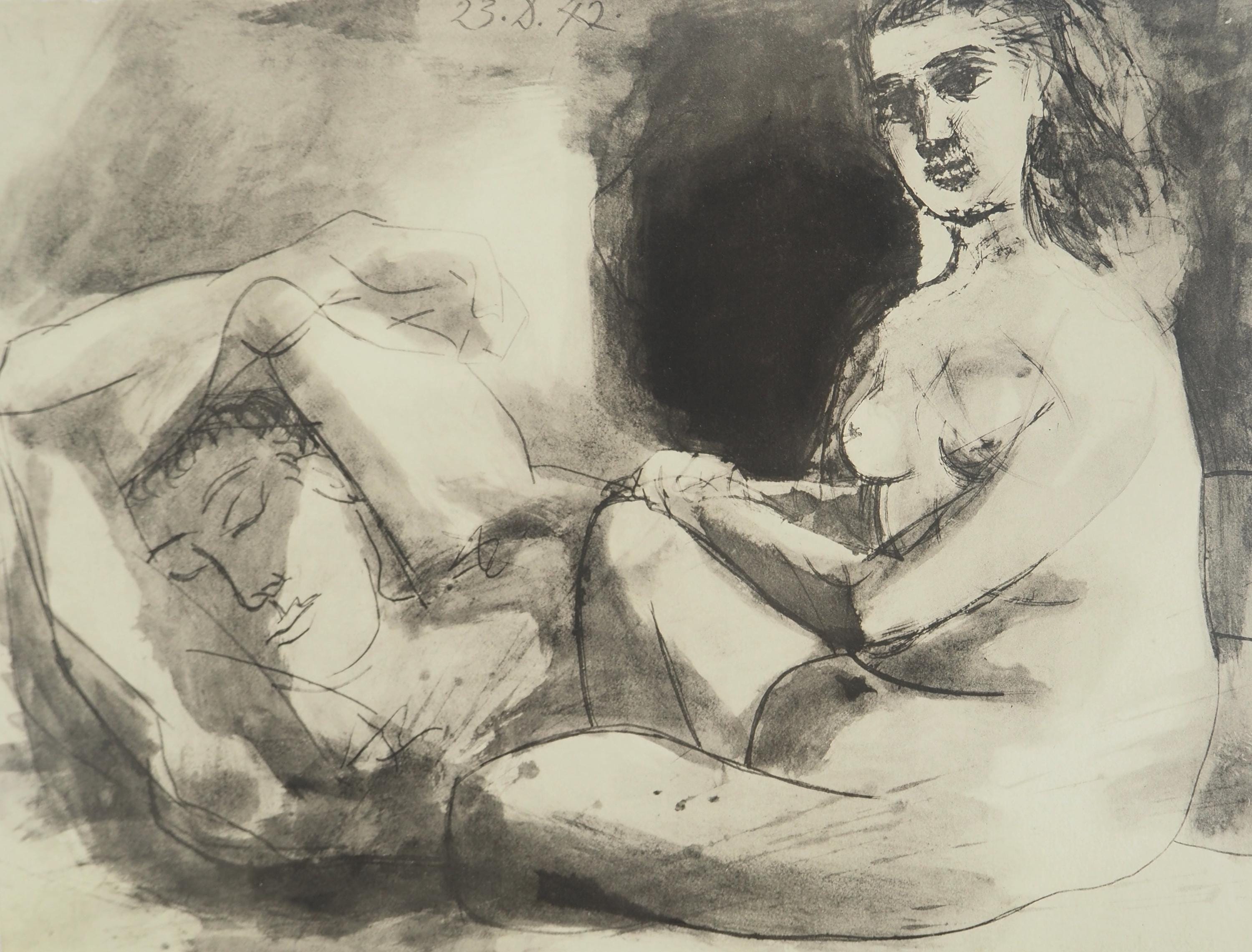 Pablo Picasso, Composition (Orozco 238), Picasso, La flûte double, Limited Edition Lithograph
