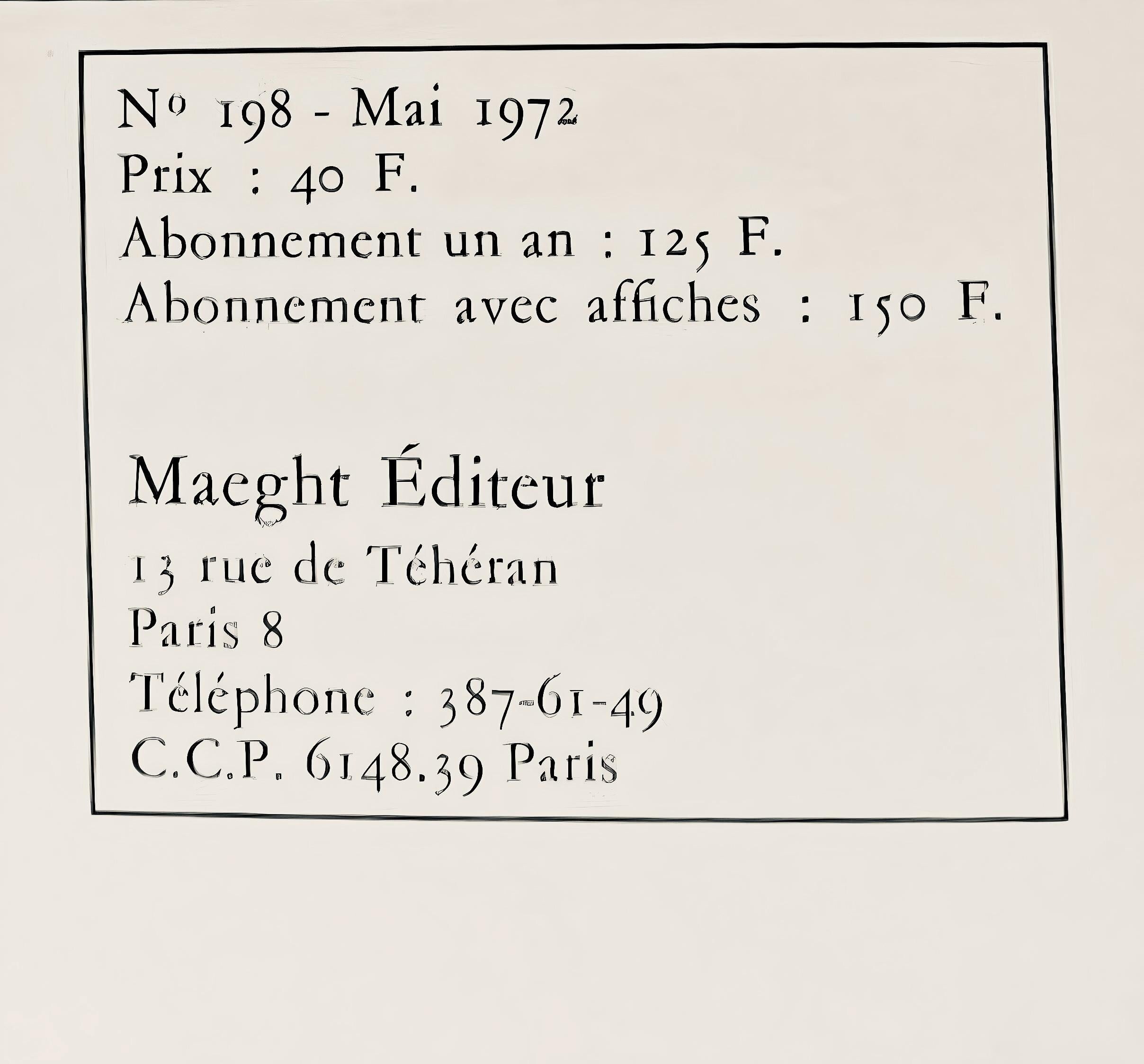 Marc Chagall, Composition (Cramer 91; Mourlot 651), Derrière le miroir, Limited Edition Lithograph