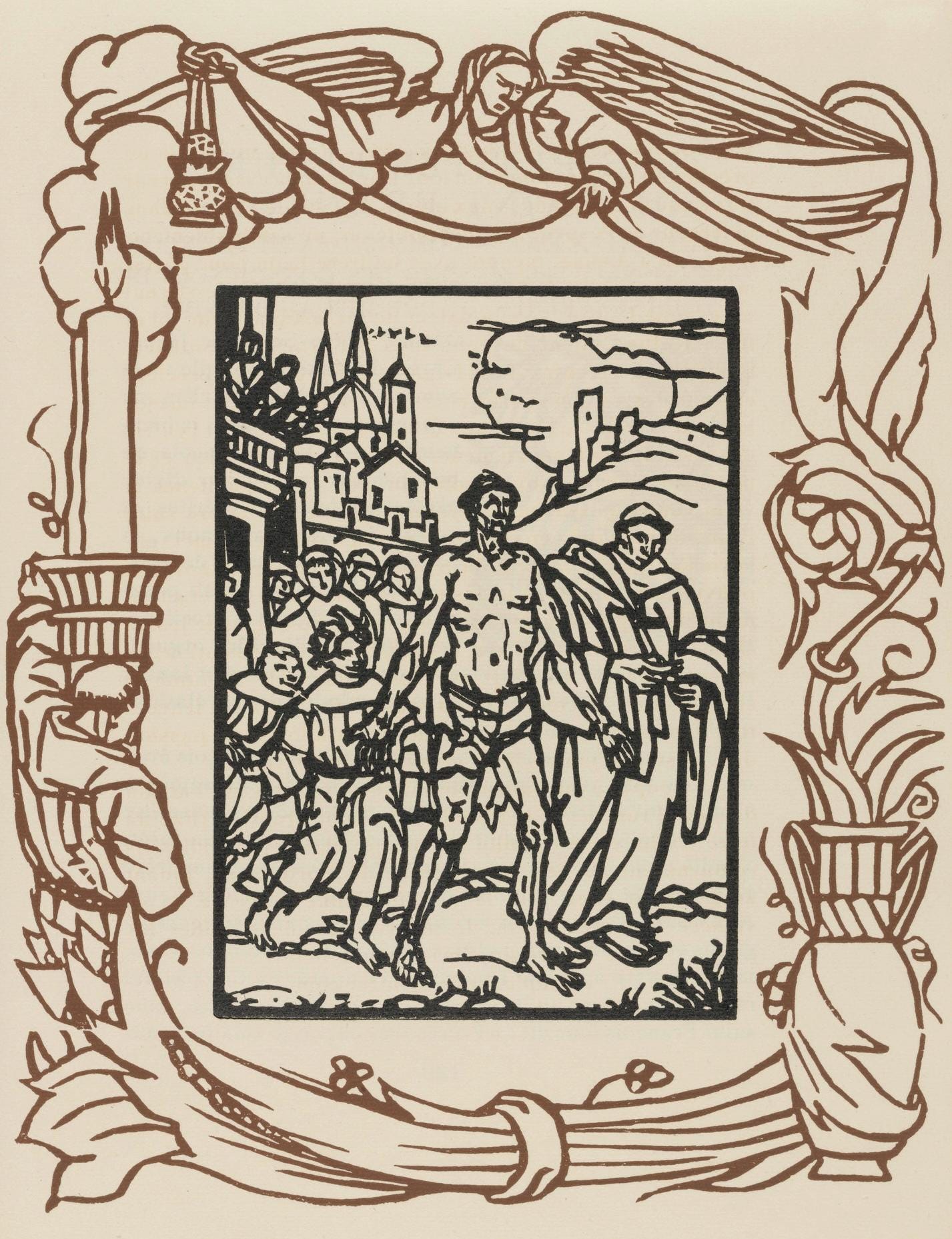 Émile Bernard, Composition (Morane, No. 100), Les Petites Fleurs de St. Françoise, Limited Edition Woodcut