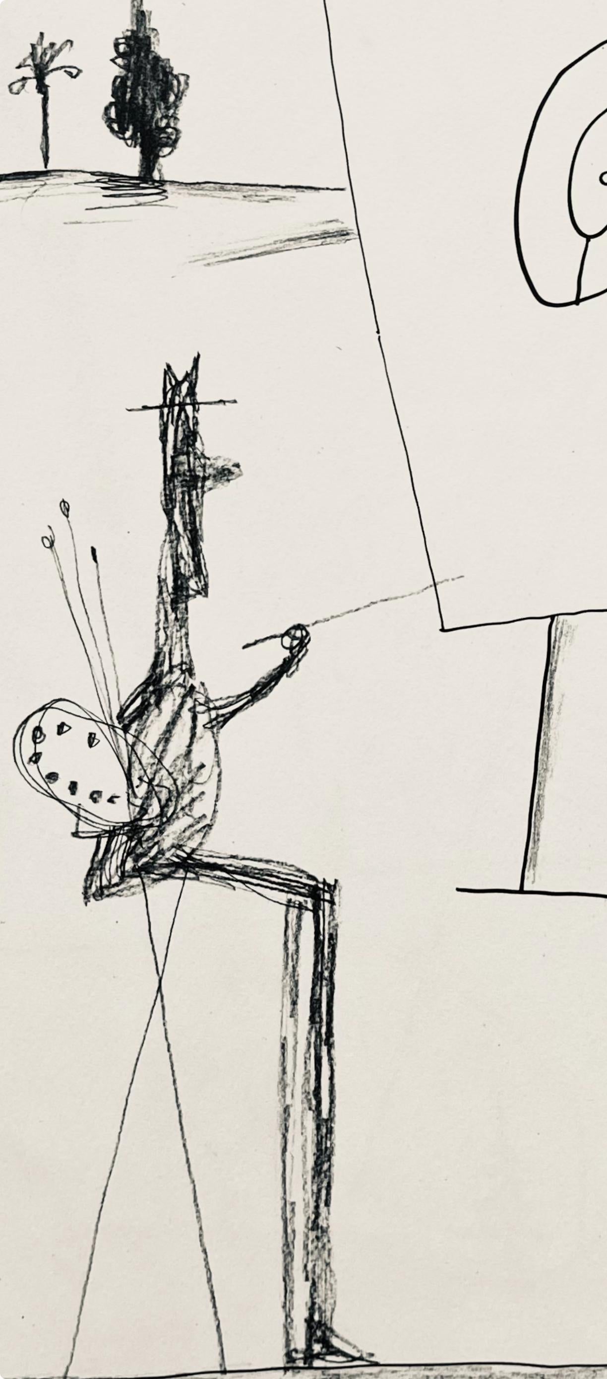 Saul Steinberg, Composition, Derrière le miroir, Limited Edition Lithograph