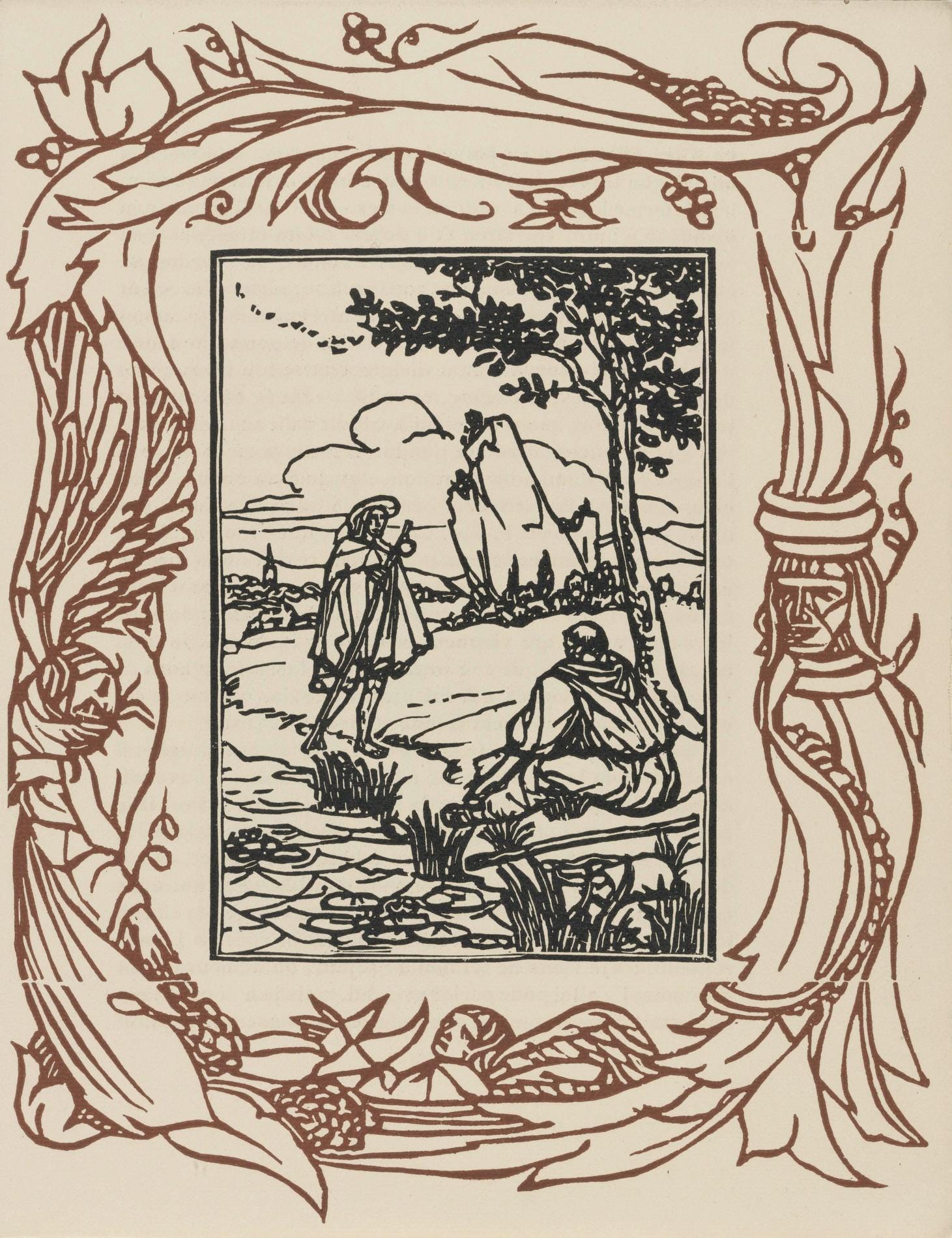 Émile Bernard, Composition (Morane, No. 100), Les Petites Fleurs de St. Françoise, Limited Edition Woodcut