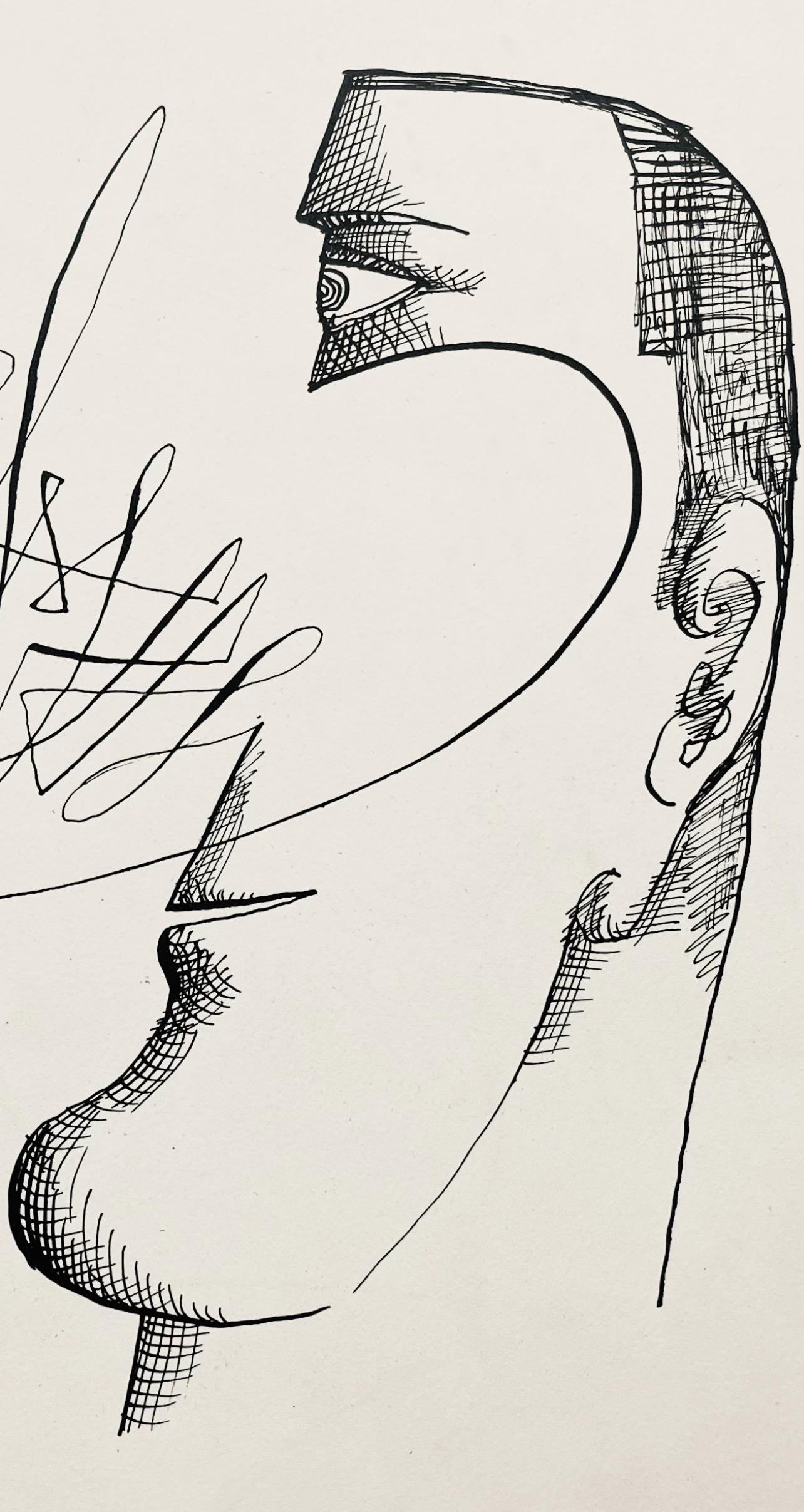 Saul Steinberg, Composition, Derrière le miroir, Limited Edition Lithograph