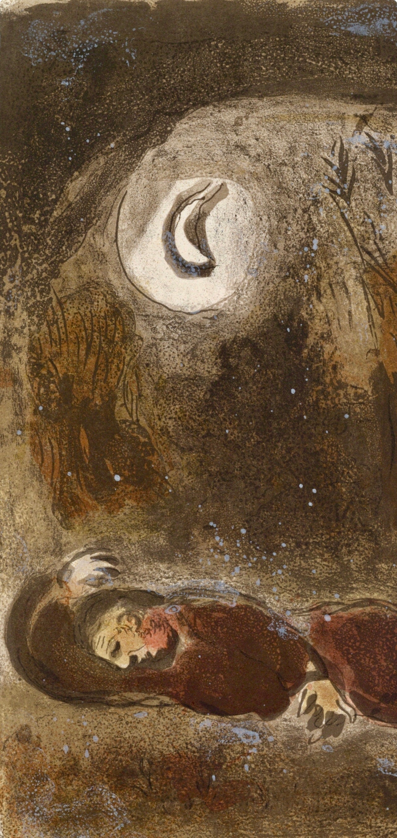 Marc Chagall, Ruth at the feet of Boaz (Mourlot 117-46; Cramer 25), Drawings from the Bible, Verve: Revue, Limited Edition Lithograph