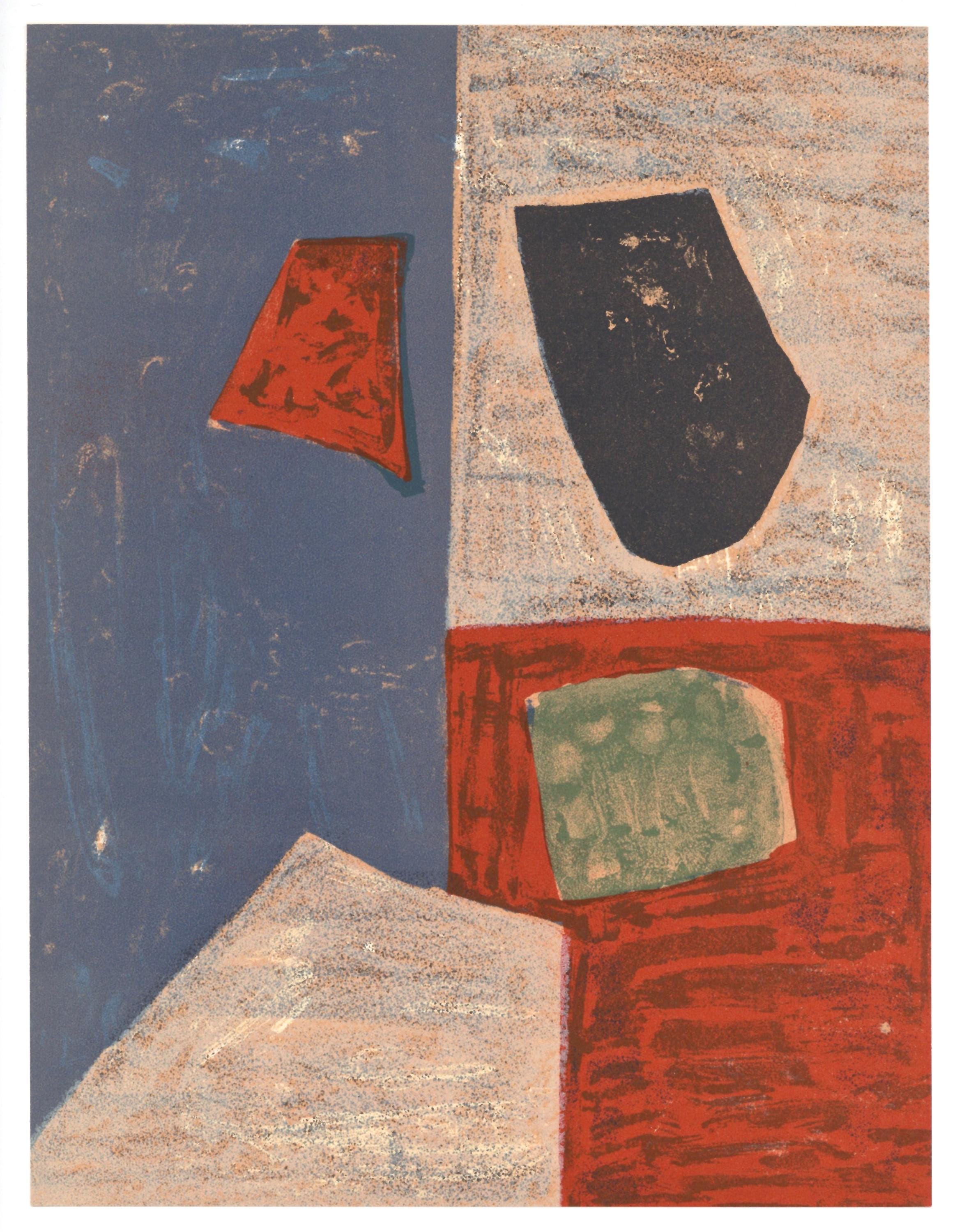Serge Poliakoff, Composition rose, rouge (Poliakoff/Schneider 17), XXe siècle, Limited Edition Lithograph