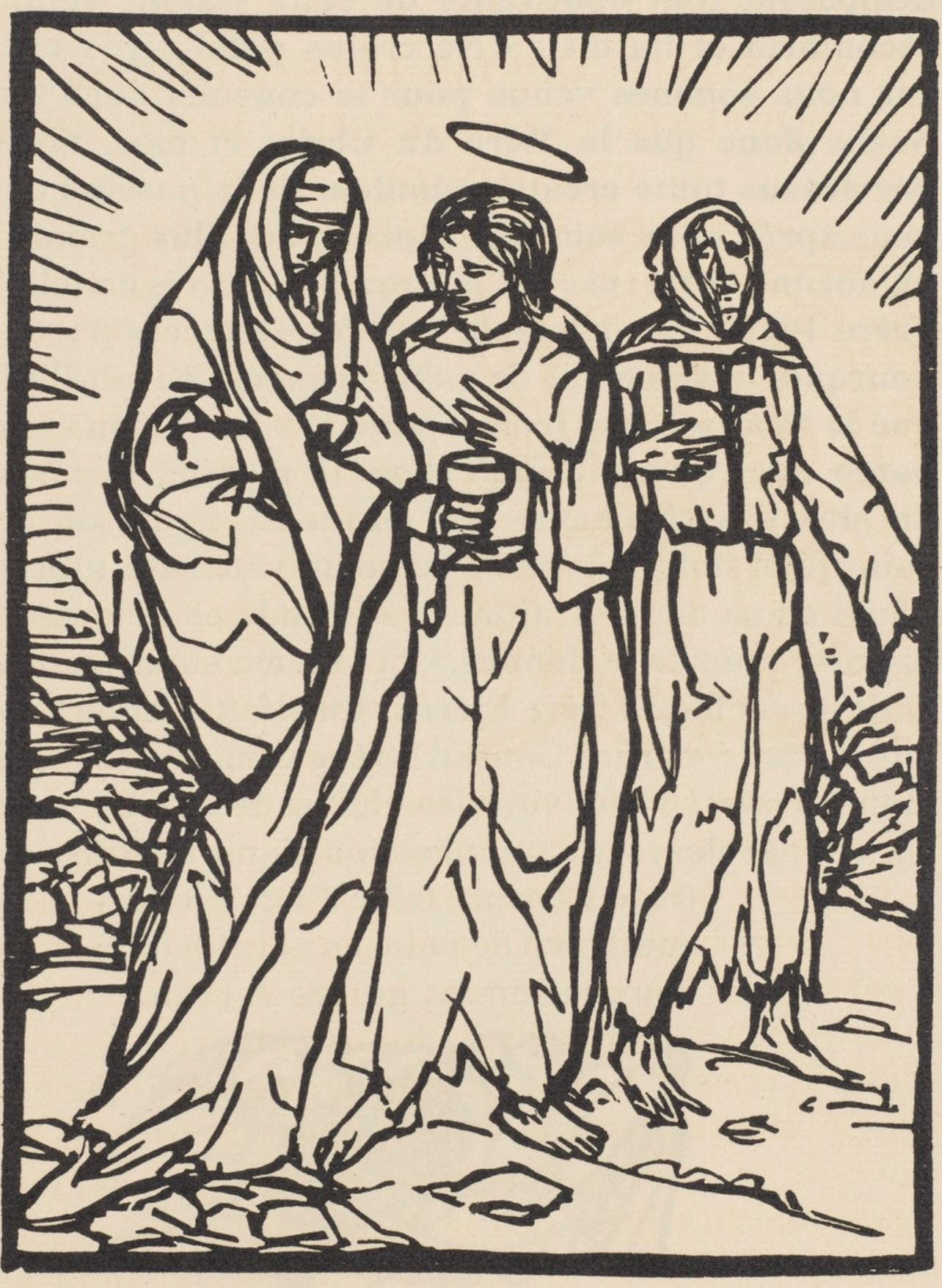 Émile Bernard, Composition (Morane, No. 100), Les Petites Fleurs de St. Françoise, Limited Edition Woodcut