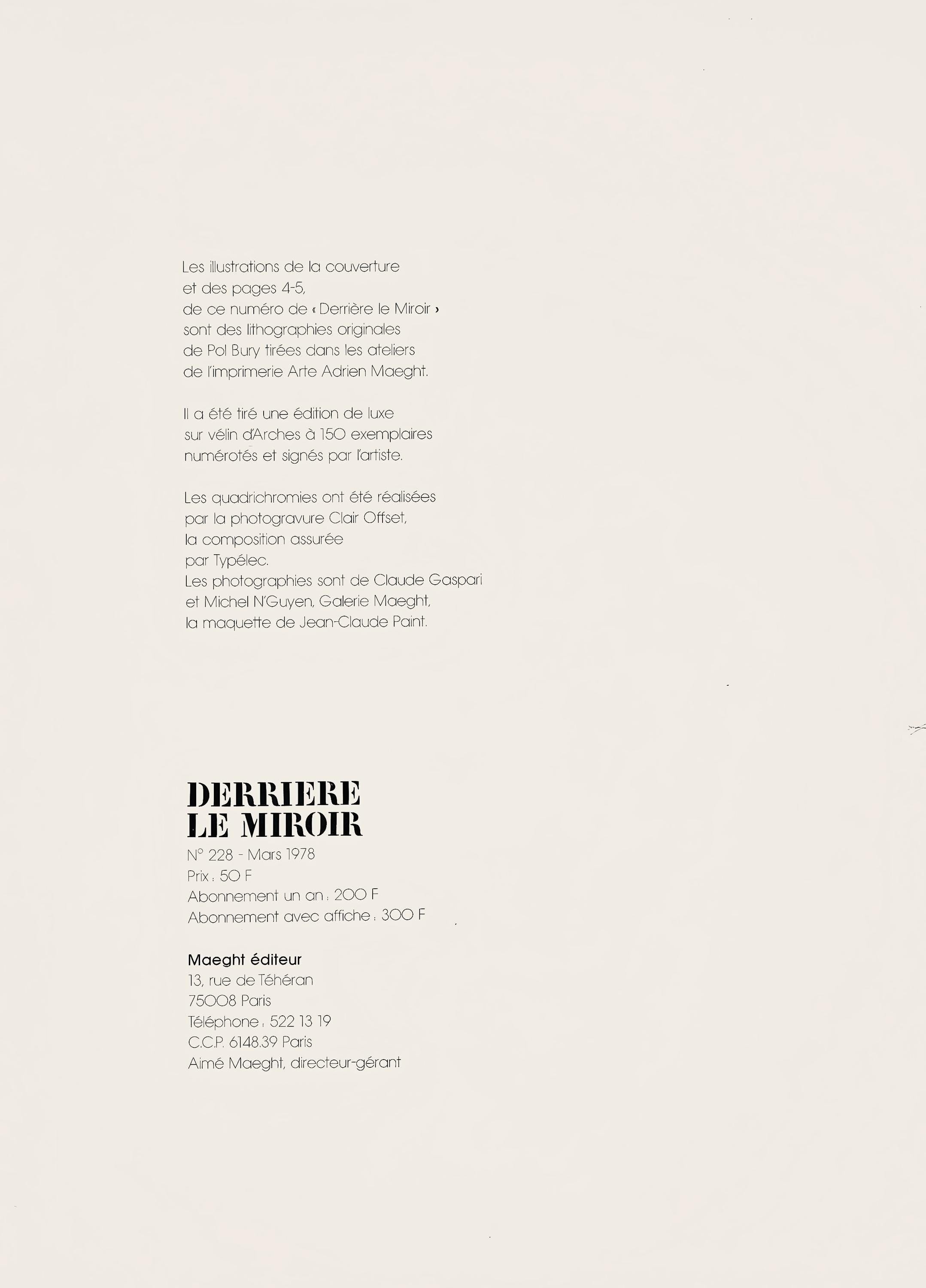 Pol Bury, Composition, Derrière le miroir, Limited Edition Lithograph