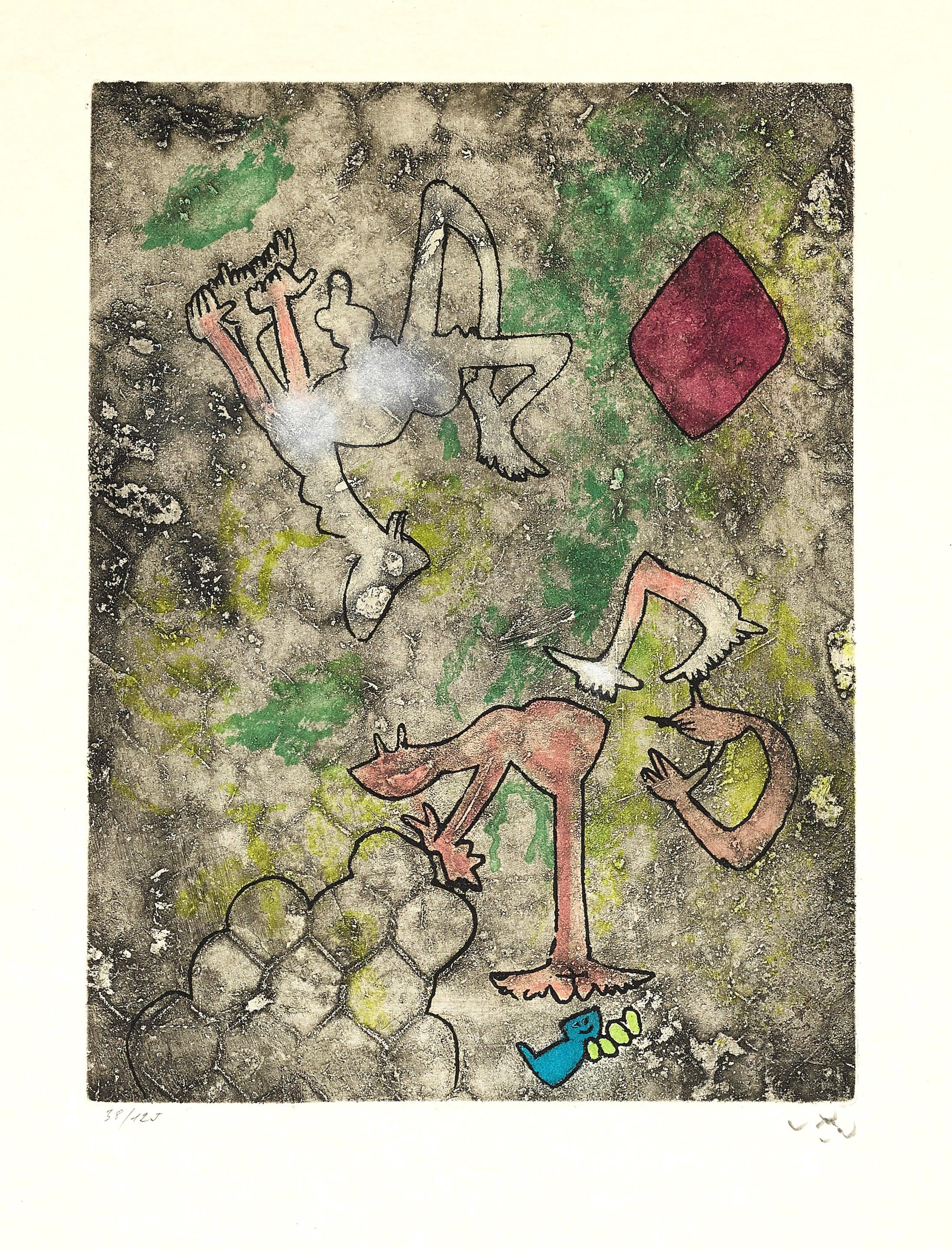 Roberto Matta, Composition (Sabatier 393), Centre Noeuds, Limited Edition Etching