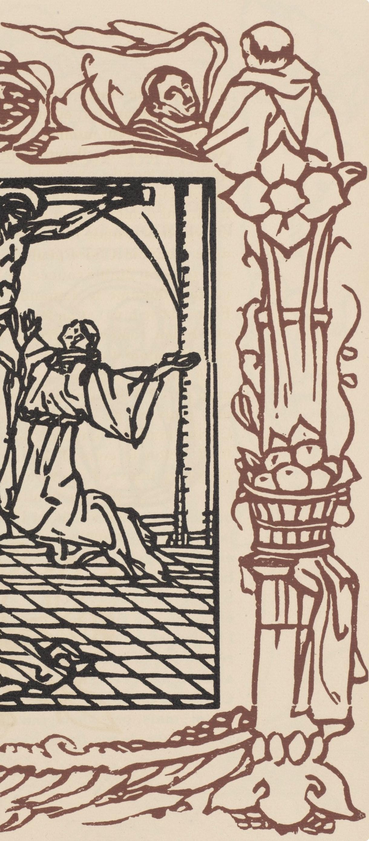 Émile Bernard, Composition (Morane, No. 100), Les Petites Fleurs de St. Françoise, Limited Edition Woodcut
