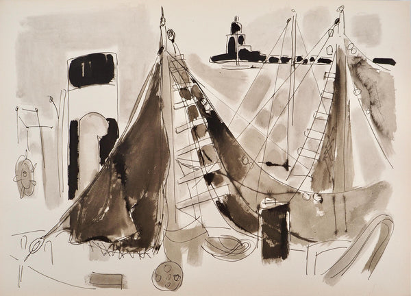 Édouard Pignon, Composition, Arbres et Voiles, Limited Edition Lithograph