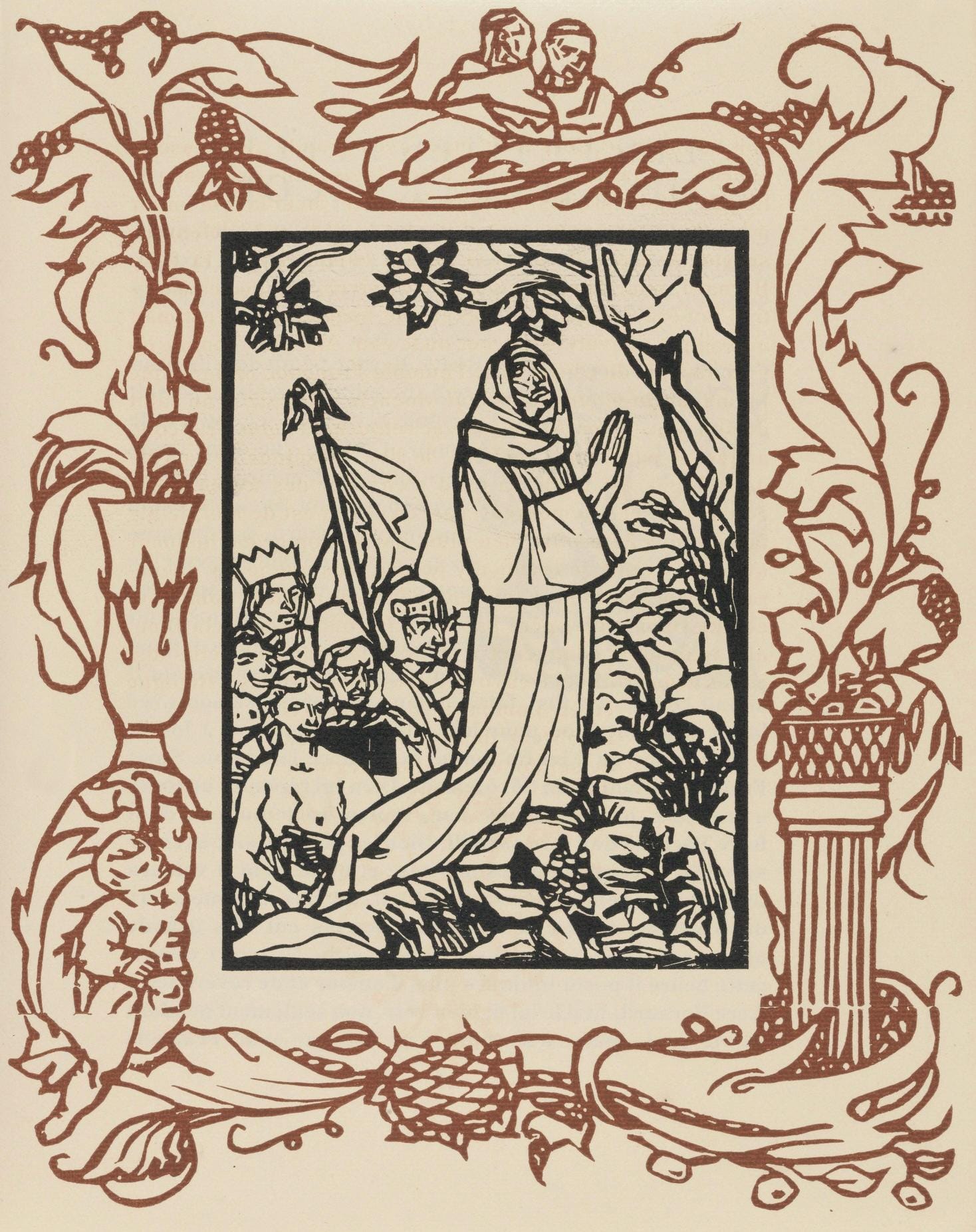 Émile Bernard, Composition (Morane, No. 100), Les Petites Fleurs de St. Françoise, Limited Edition Woodcut