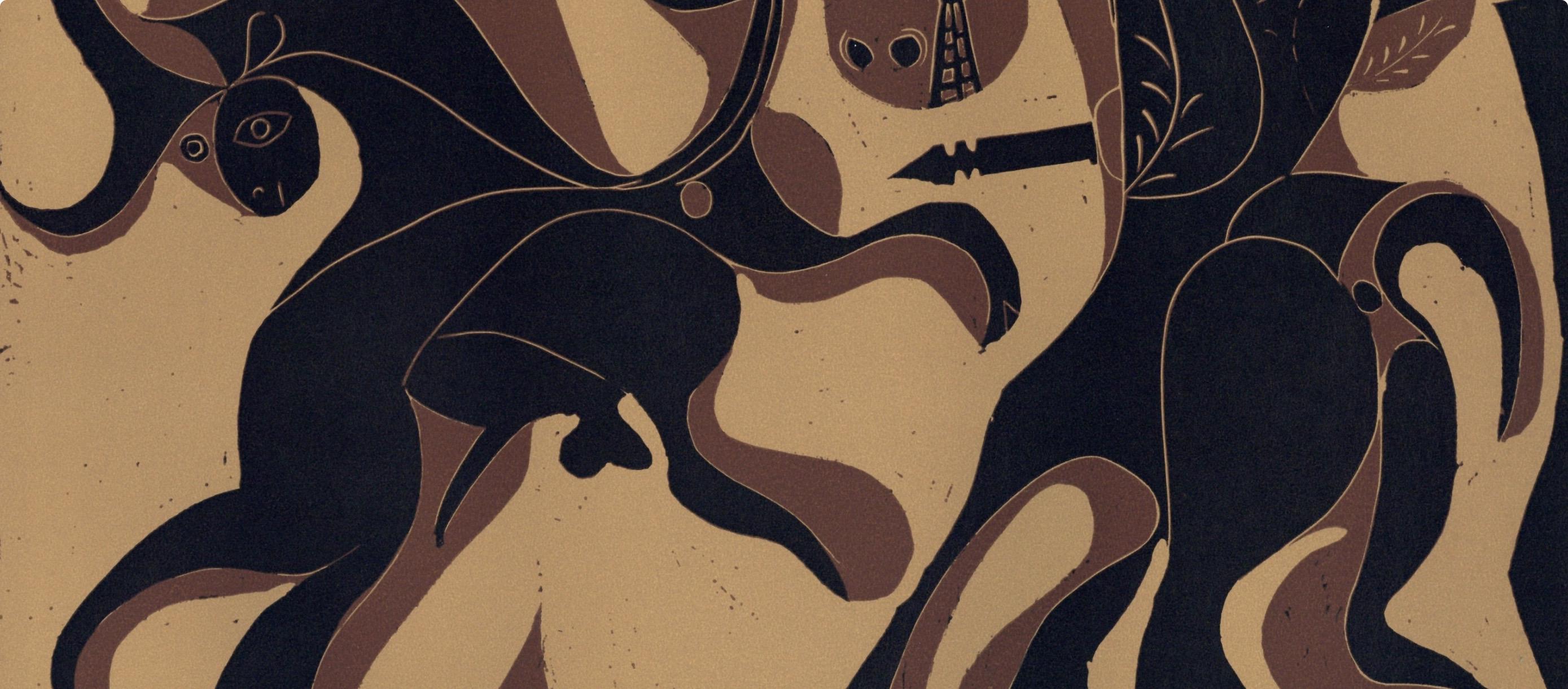 Pablo Picasso, Picador and Fleeing Bull (Orozco 214), Grabados al linóleo, Limited Edition Linocut