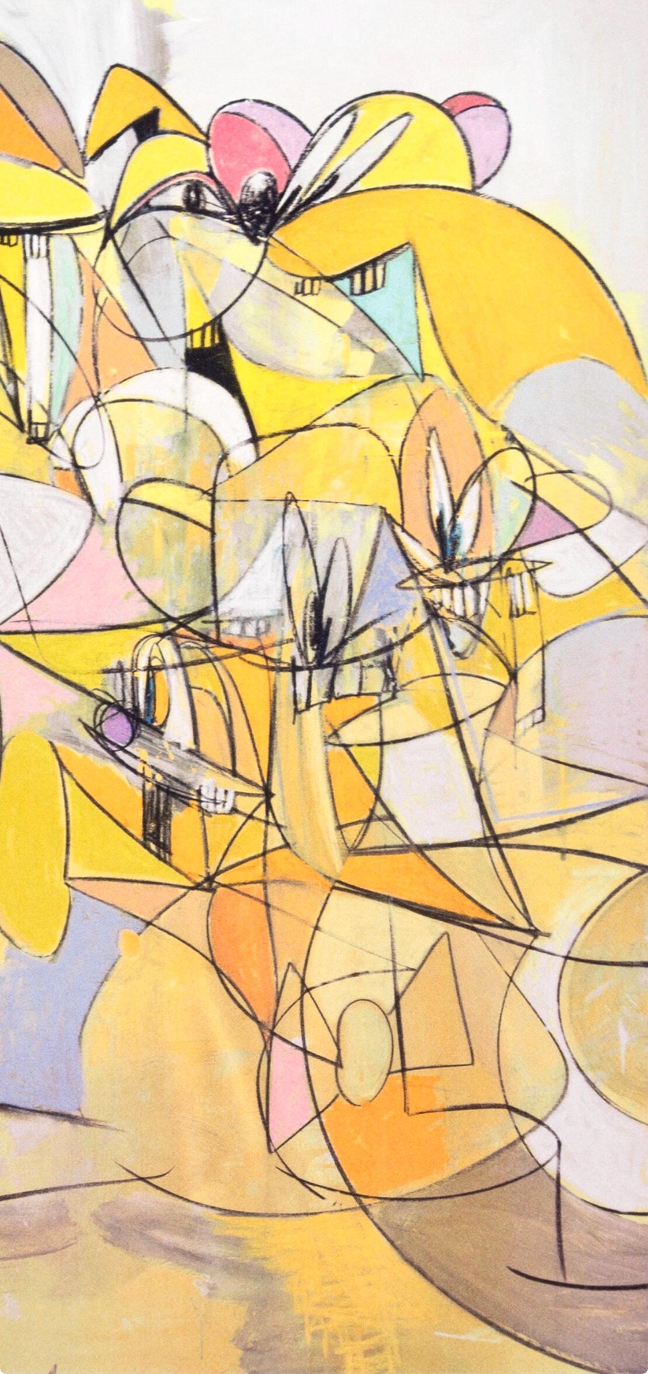 George Condo, Pink and Yellow Sweep, Drawing Paintings, Limited Edition Four Color Process Print