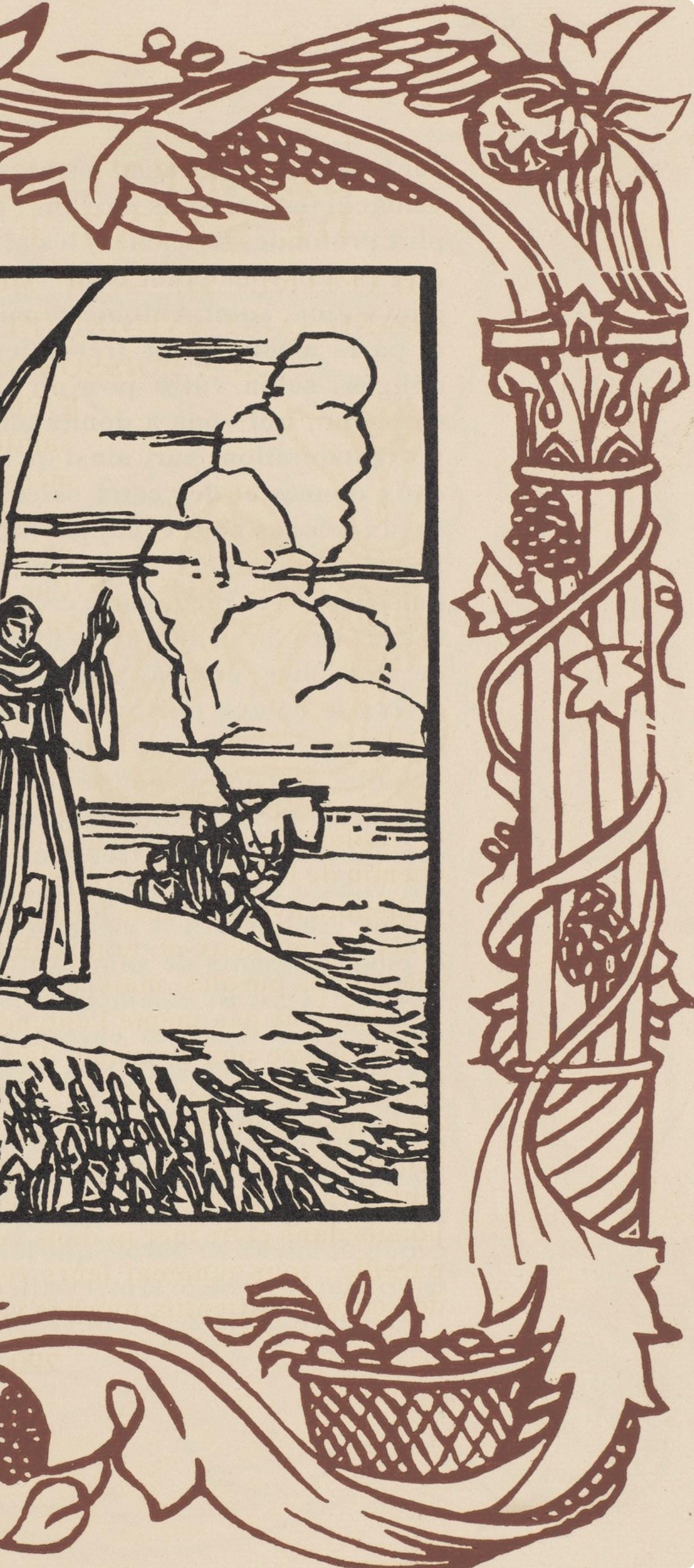 Émile Bernard, Composition (Morane, No. 100), Les Petites Fleurs de St. Françoise, Limited Edition Woodcut