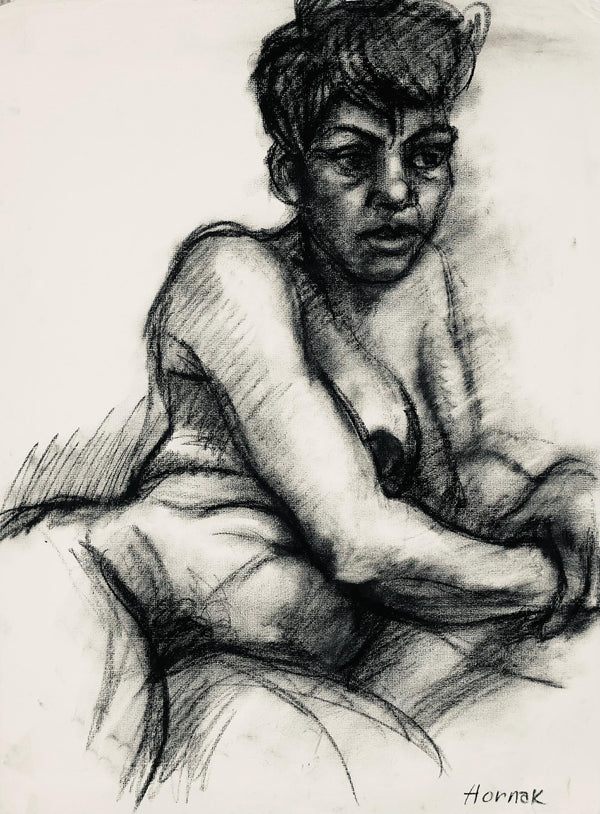 Ian Hornak, Renaissance Female Nude Figure Study, 1963, Original Drawing