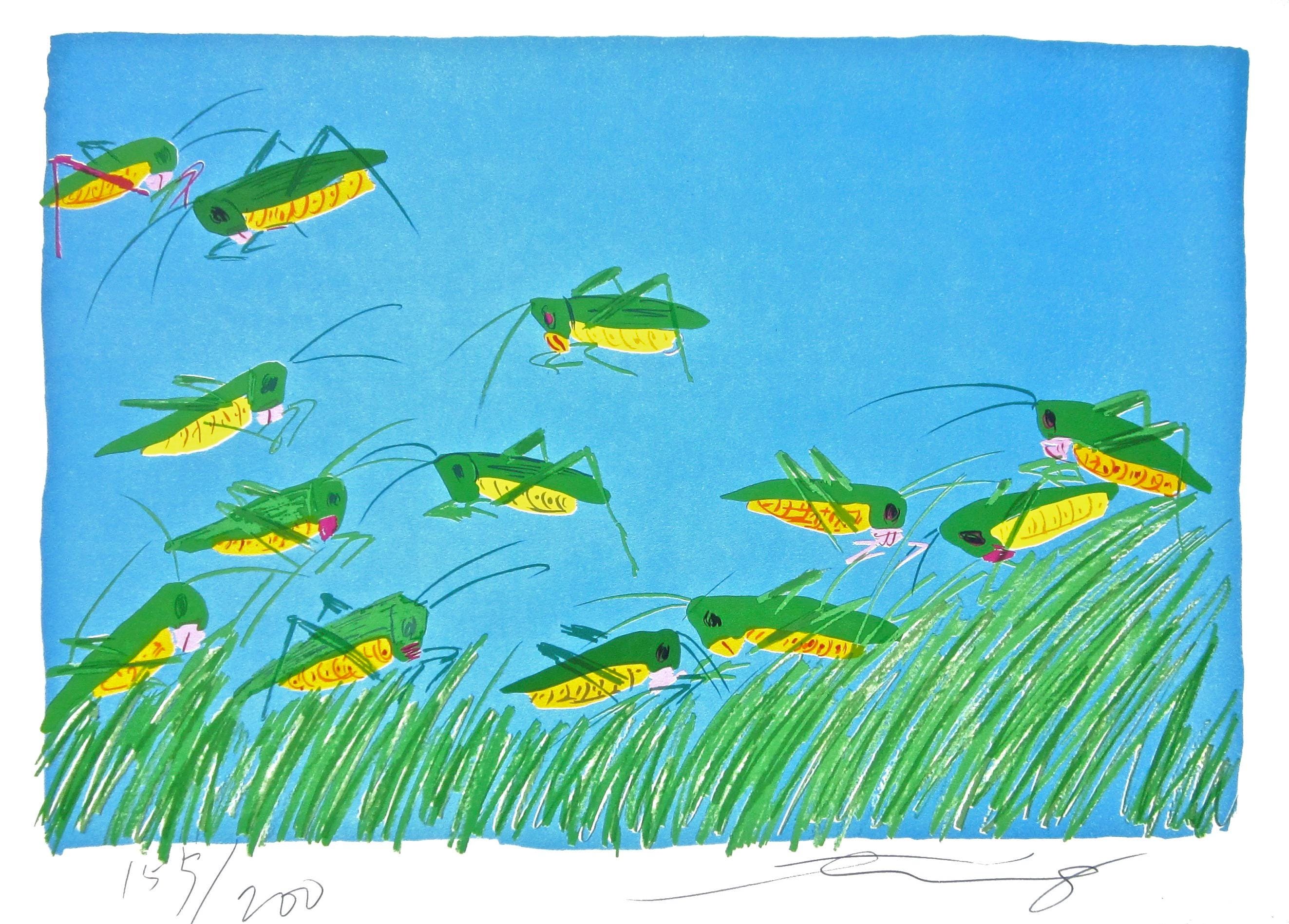 Walasse Ting 丁雄泉, Lucky Grasshoppers, Limited Edition Lithograph