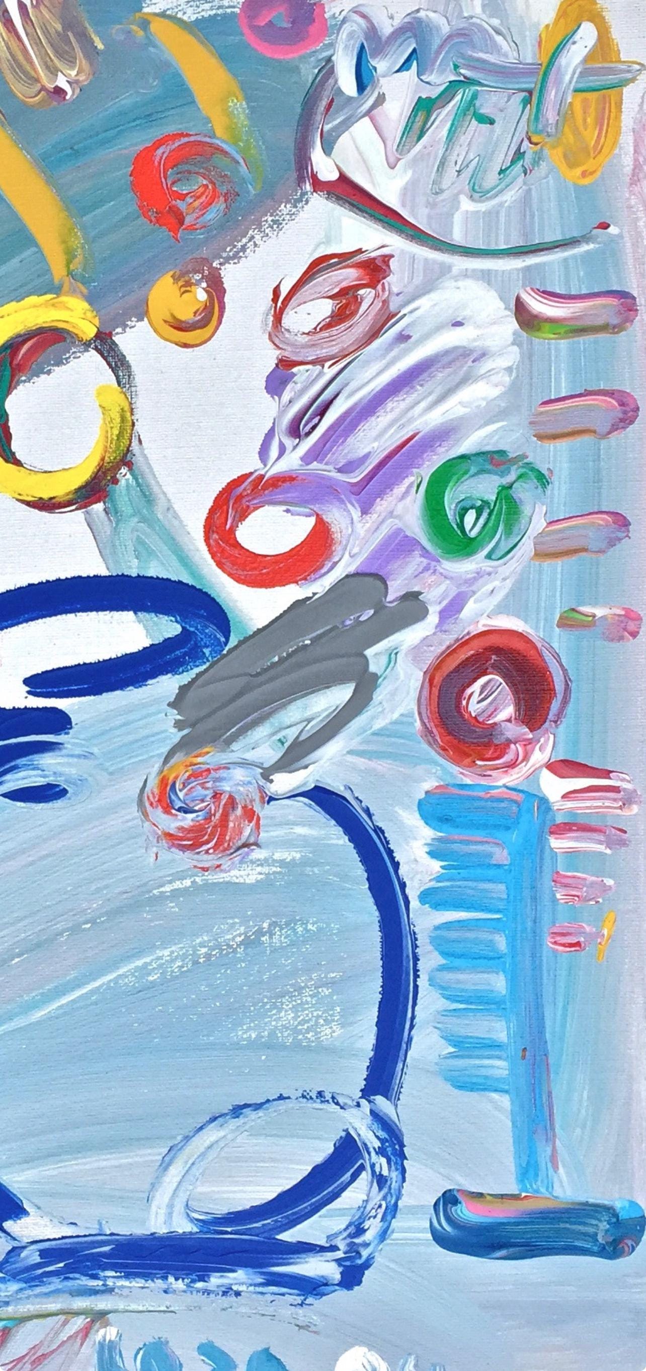 Peter Max, Flower Vase, Hand Signed, Acrylic Painting