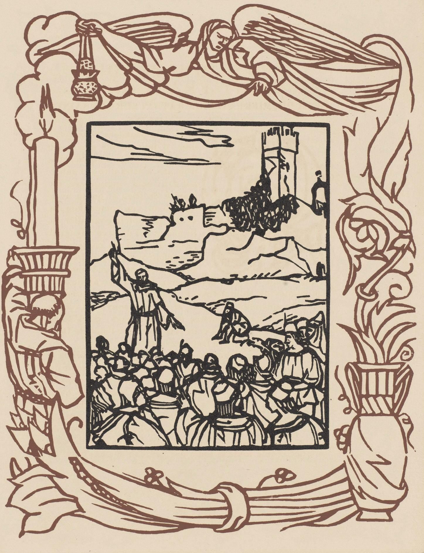Émile Bernard, Composition (Morane, No. 100), Les Petites Fleurs de St. Françoise, Limited Edition Woodcut