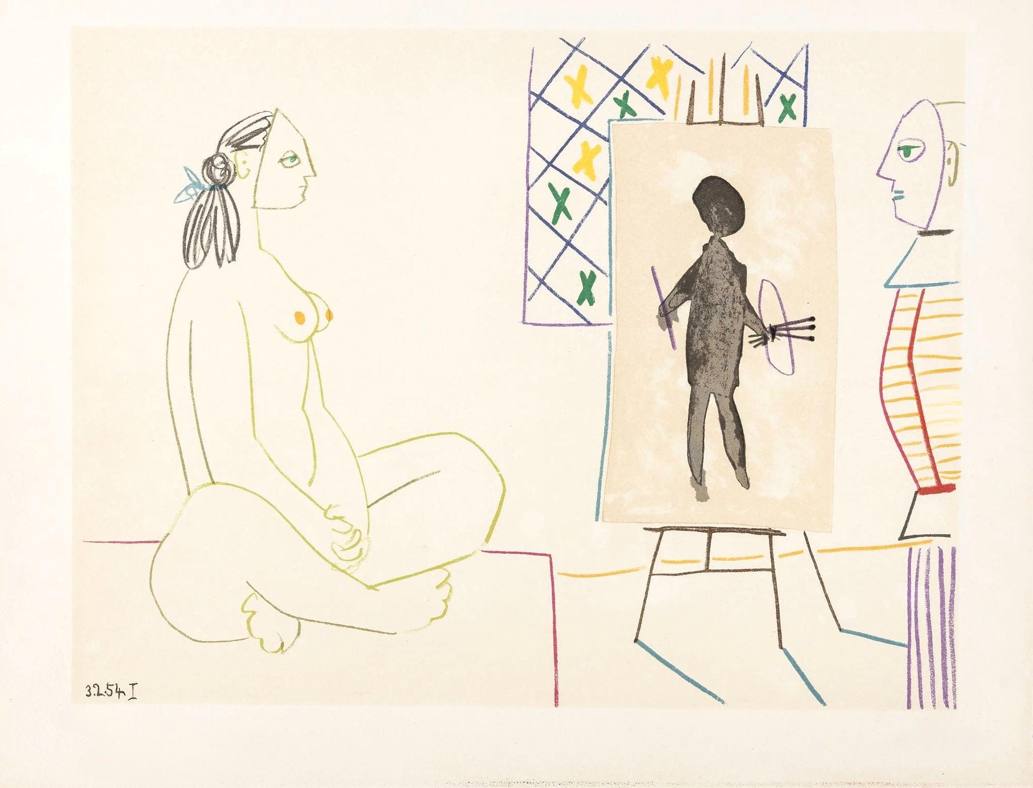 Pablo Picasso, Composition, Picasso and the Human Comedy, Verve: Revue Artistique et Littéraire, Limited Edition Lithograph