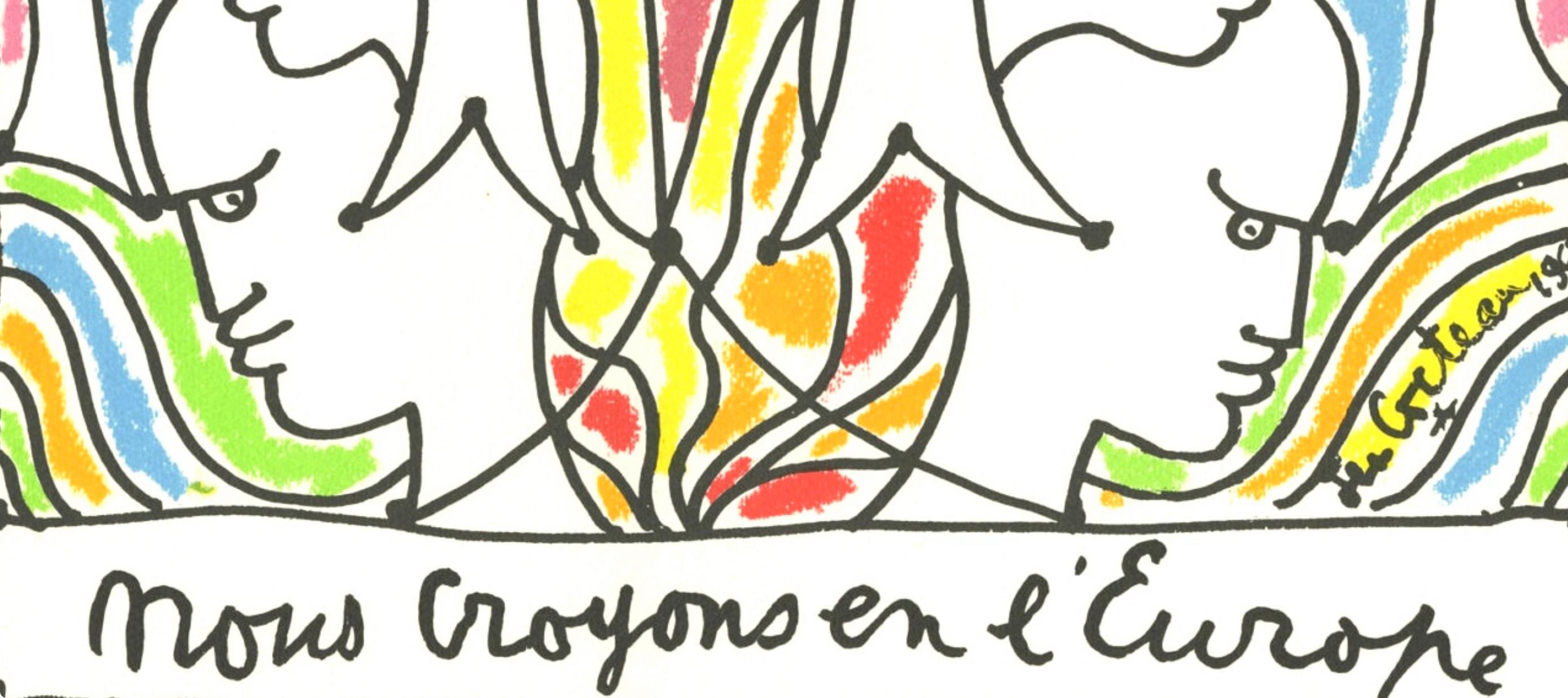 Jean Cocteau, Composition, Nous croyons en l'Europe, Limited Edition Silkscreen
