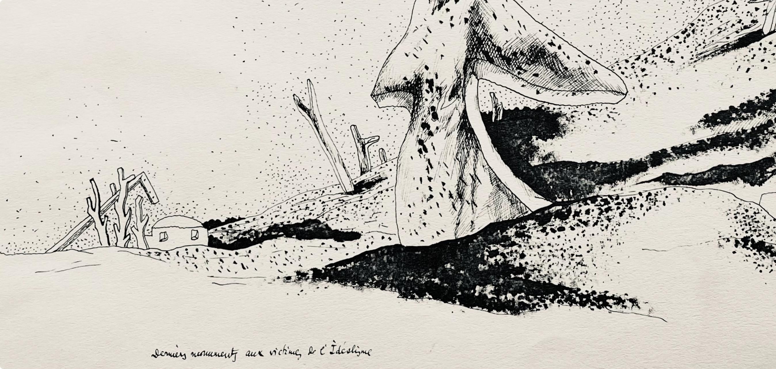 Jean Lurçat, derniers monuments aux victimes, huit dessins à la plume, Limited Edition Lithograph