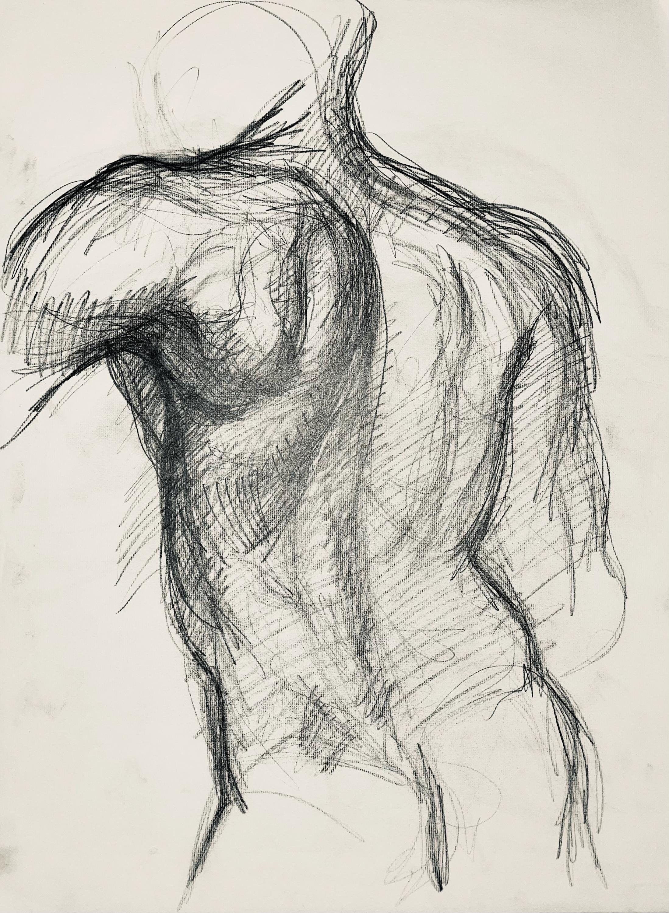 Ian Hornak, Renaissance Male Nude Figure Study, 1963, Original Drawing
