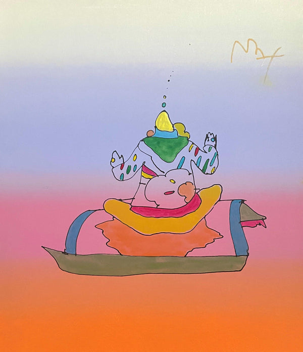 Peter Max, Magic Carpet Ride, Hand Signed, Mixed Media Watercolor and Silkscreen Painting