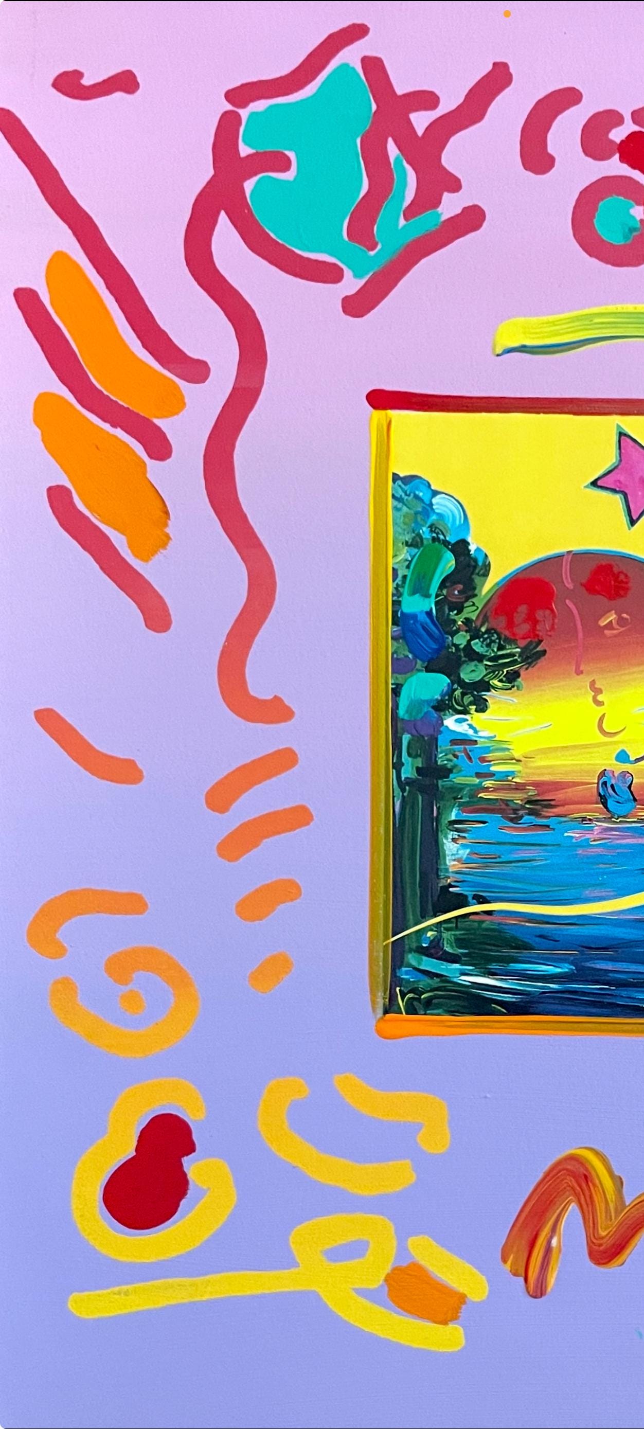 Peter Max, Better World, Hand Signed, Mixed Media Acrylic and Lithograph Painting