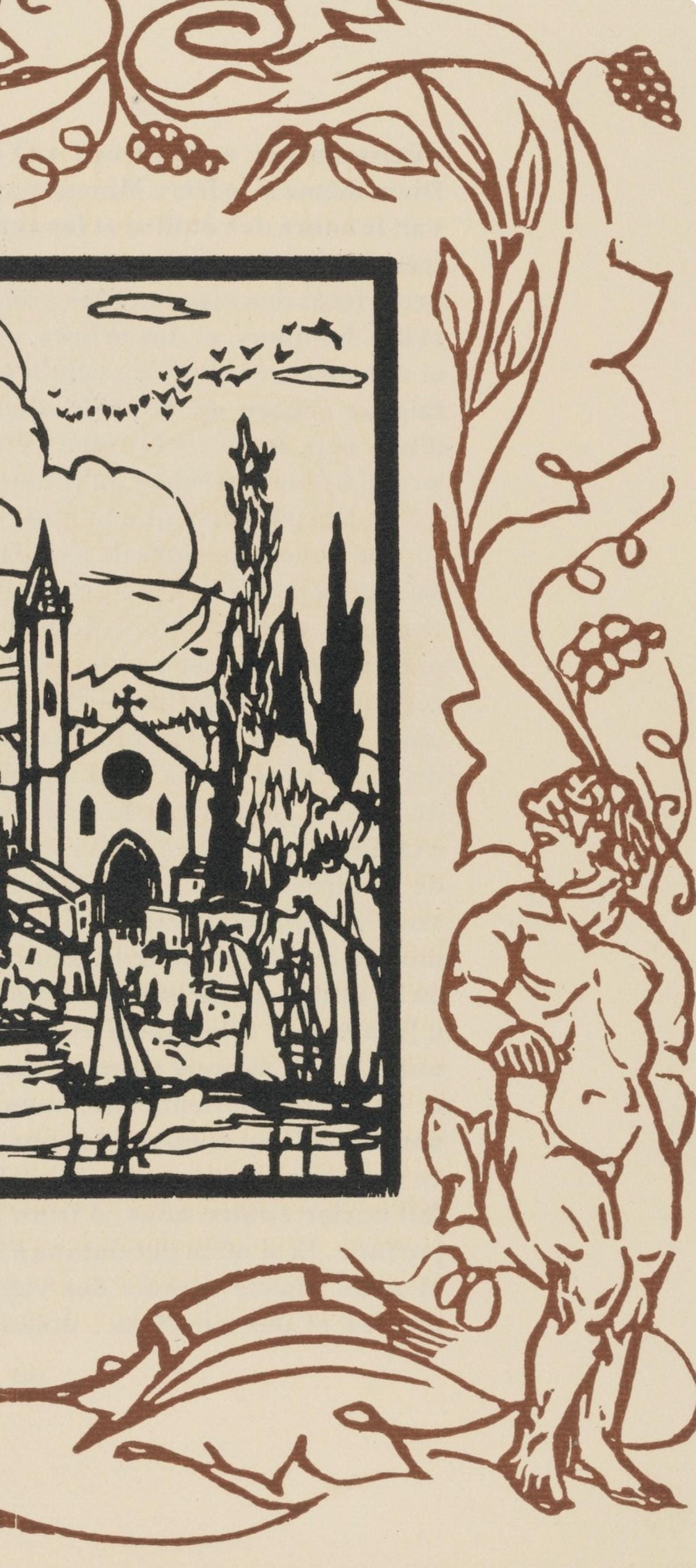 Émile Bernard, Composition (Morane, No. 100), Les Petites Fleurs de St. Françoise, Limited Edition Woodcut