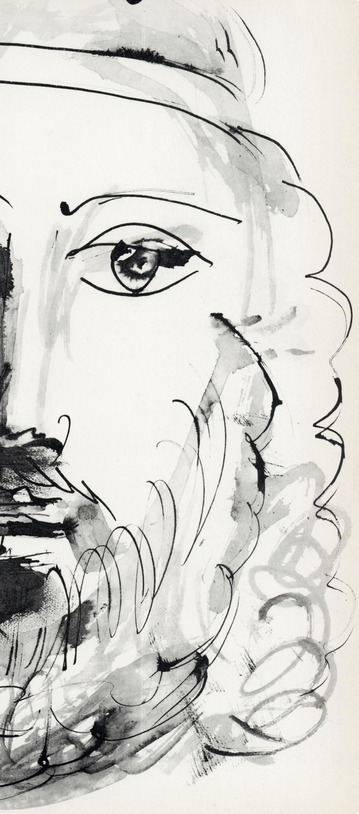 Pablo Picasso, Visage d'homme au bandeau (Cramer No. 84), 40 dessins de Picasso en marge du Buffon, Limited Edition Lithograph