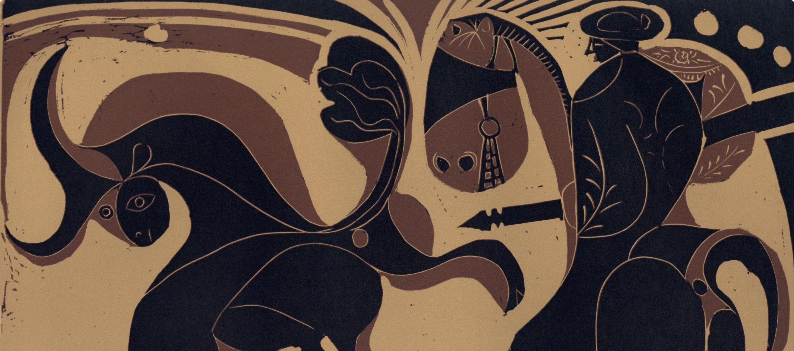 Pablo Picasso, Picador and Fleeing Bull (Orozco 214), Grabados al linóleo, Limited Edition Linocut