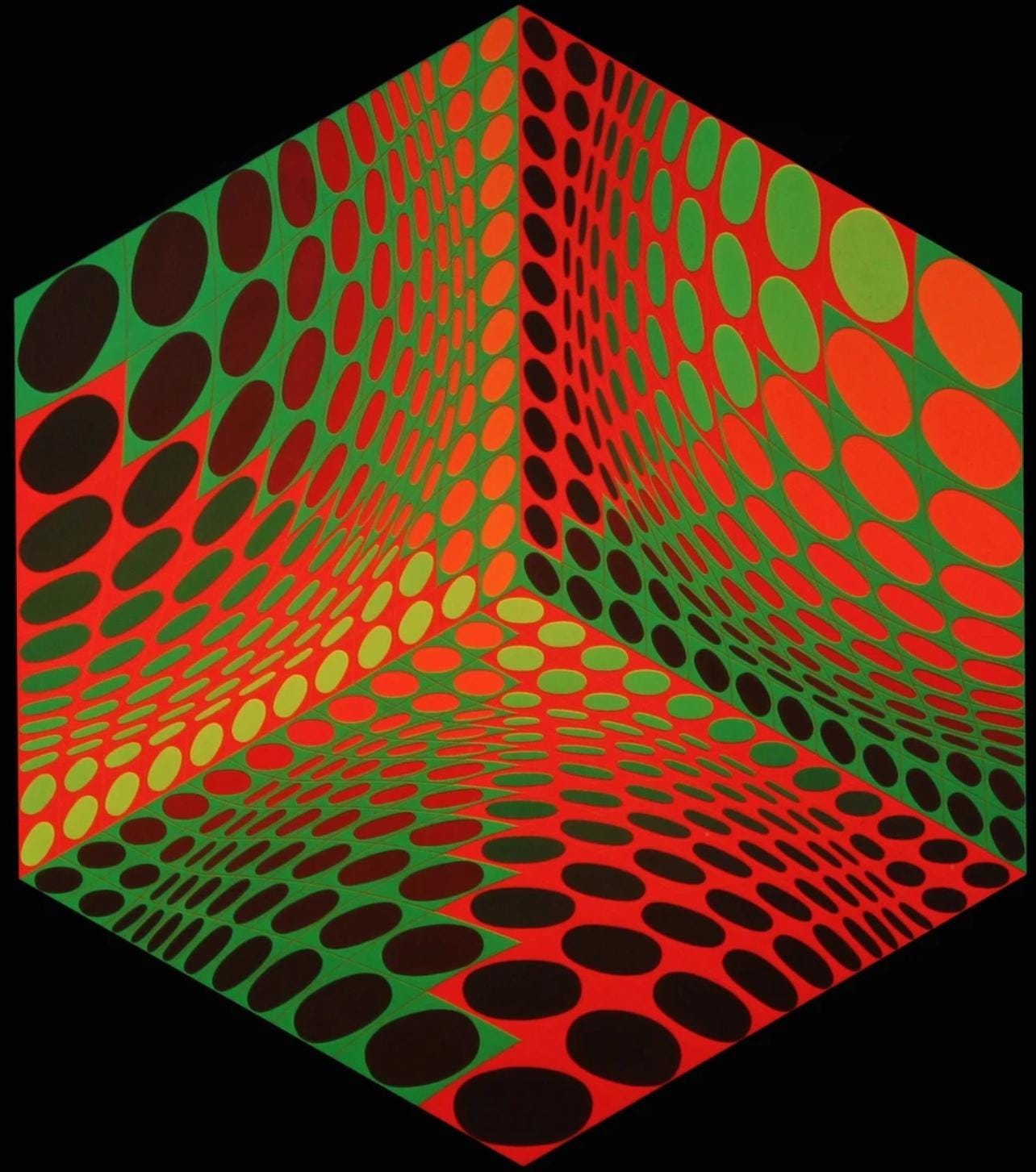 Victor Vasarely, Composition, Hexagone, Limited Edition Héliogravure