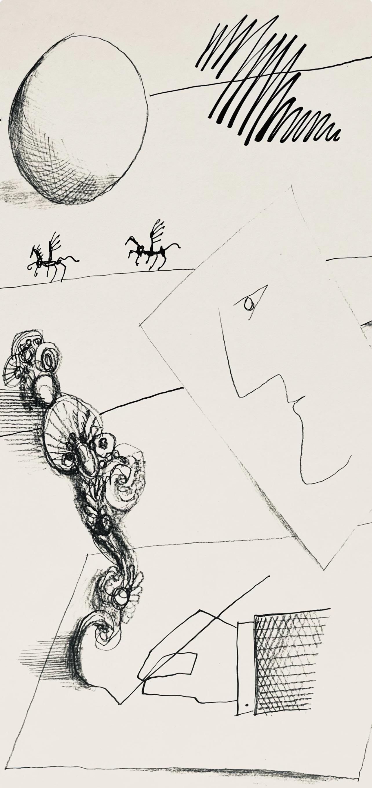Saul Steinberg, Composition, Derrière le miroir, Limited Edition Lithograph
