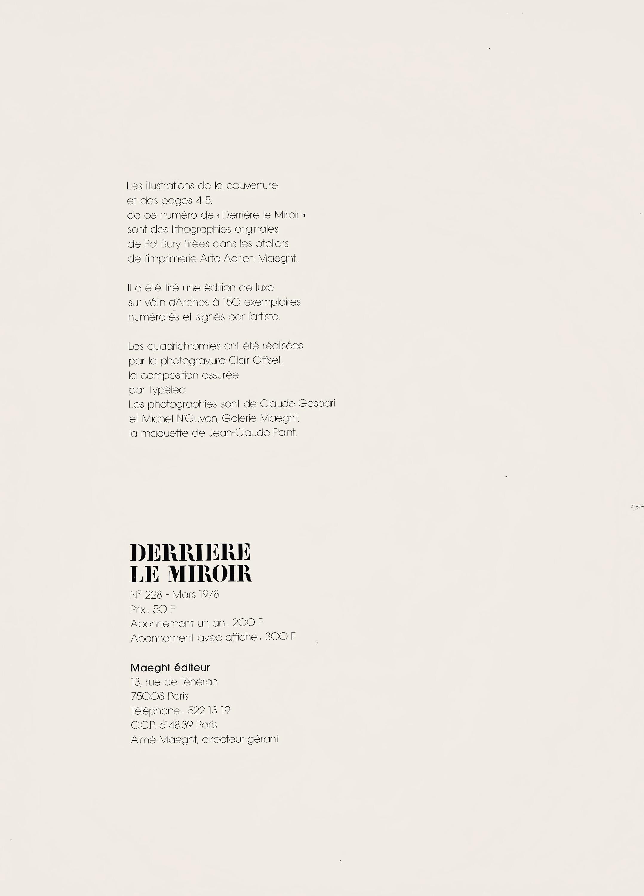 Pol Bury, Composition, Derrière le miroir, Limited Edition Lithograph