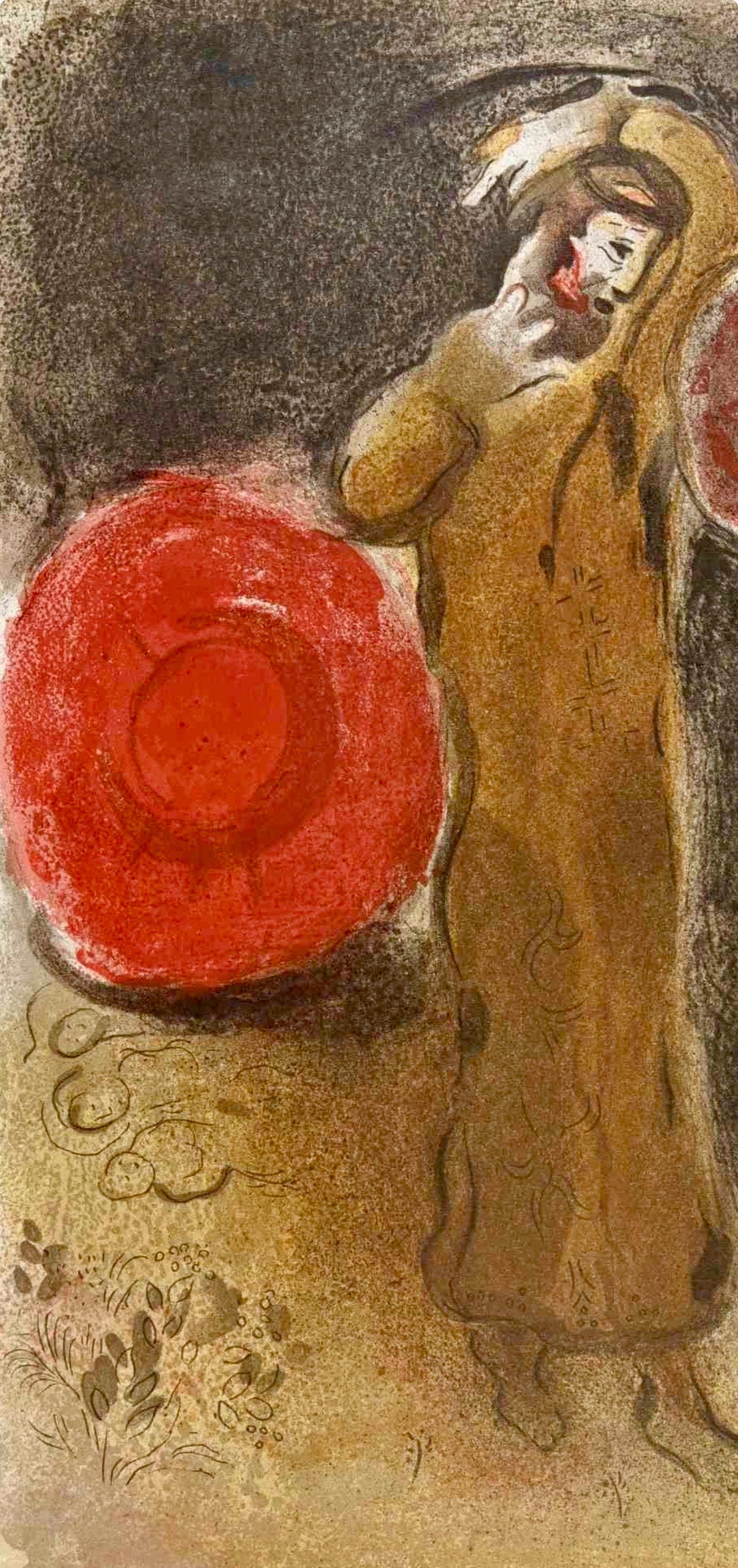 Marc Chagall, Meeting of Ruth & Boaz (Mourlot 117-46; Cramer 25), Drawings from the Bible, Verve: Revue, Limited Edition Lithograph